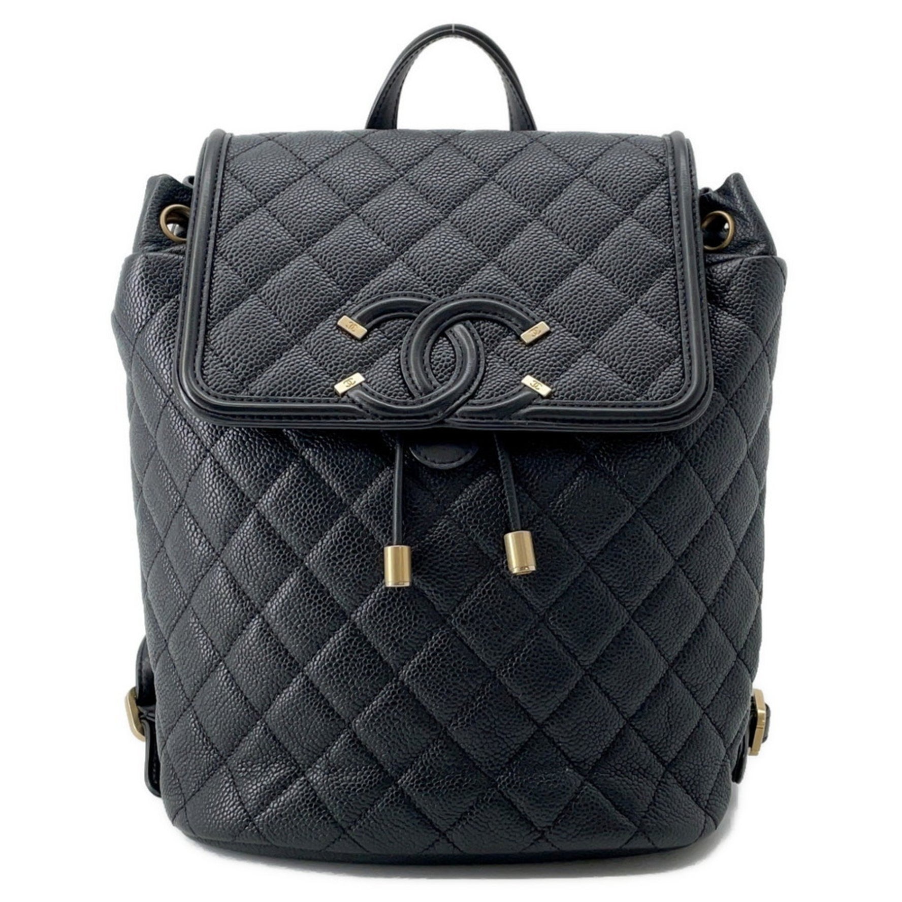 CHANEL Backpack Matelasse Coco Mark CC Filigree Caviar Skin