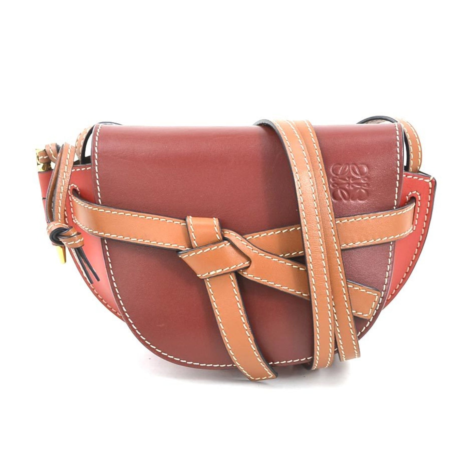 LOEWE Gate Mini Shoulder Bag Leather Burgundy Red Brown