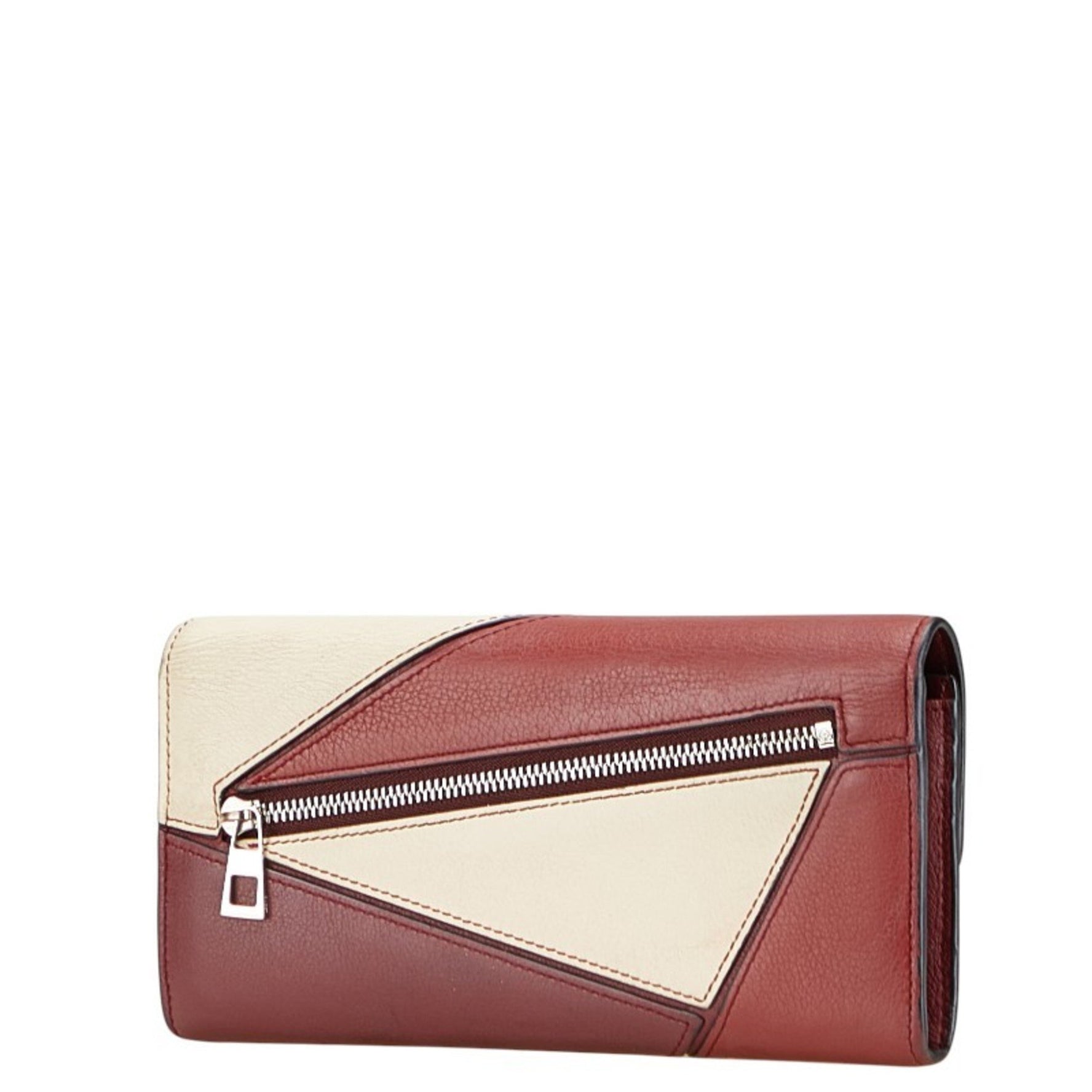 Loewe Puzzle Long Wallet Continental Red and White Leather