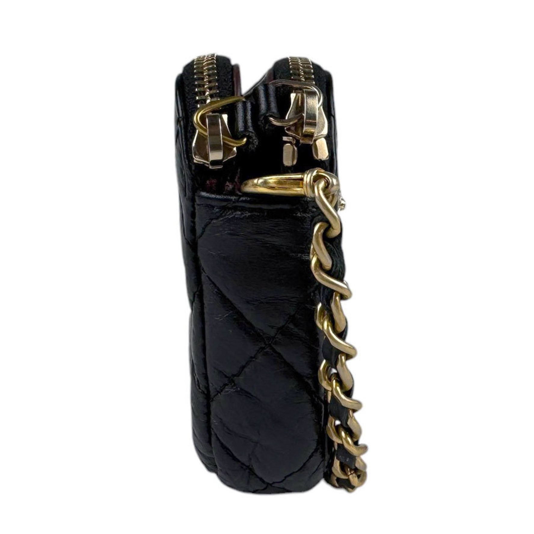 CHANEL Chain Wallet 2.55 Embroidery Leather Metal
