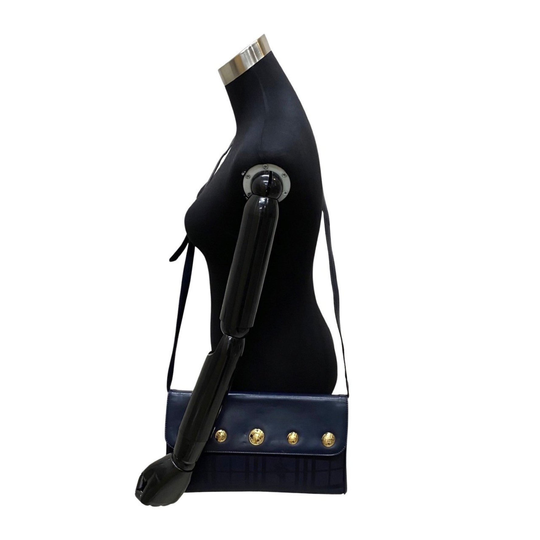 BURBERRYS Nova Check Shadow Horse Metal Fittings Leather Nylon Shoulder Bag Clutch