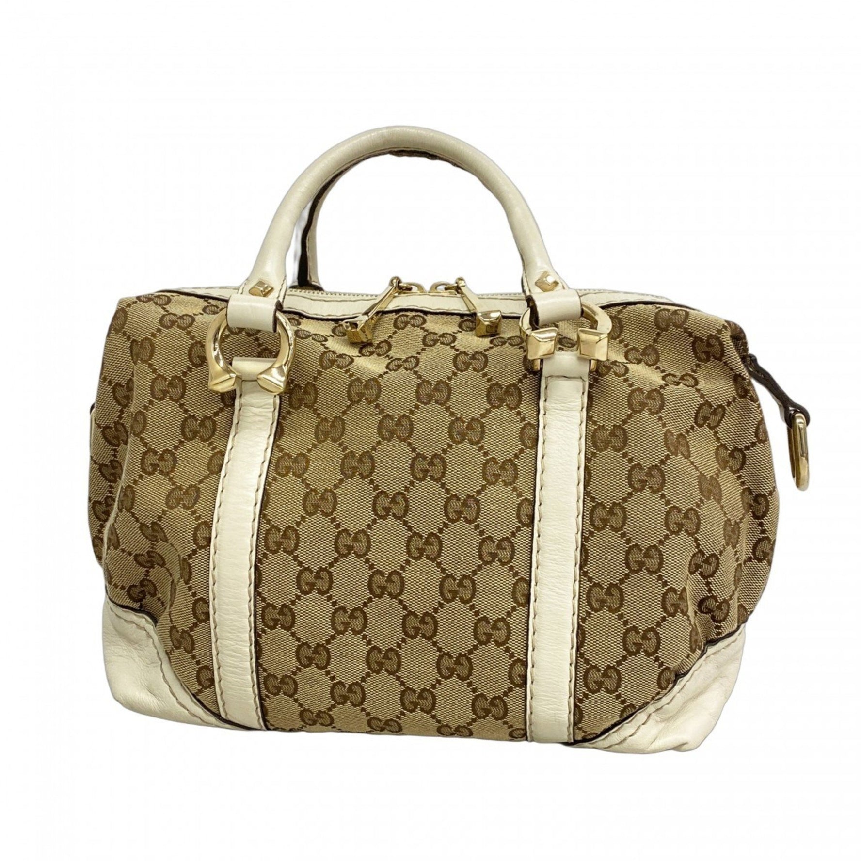 Gucci GG Canvas Handbag Brown White Champagne