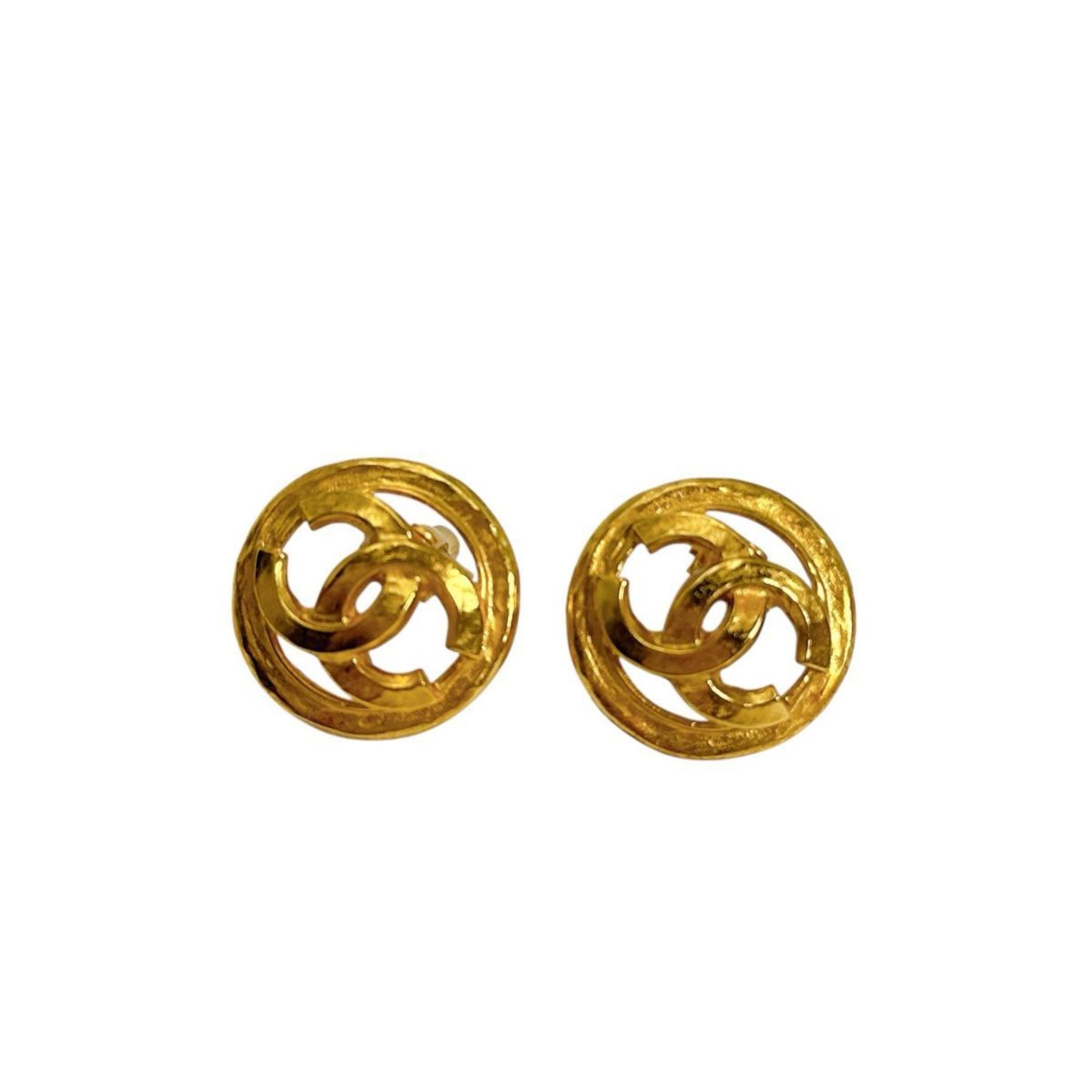 CHANEL Earrings Vintage Coco Mark Metal