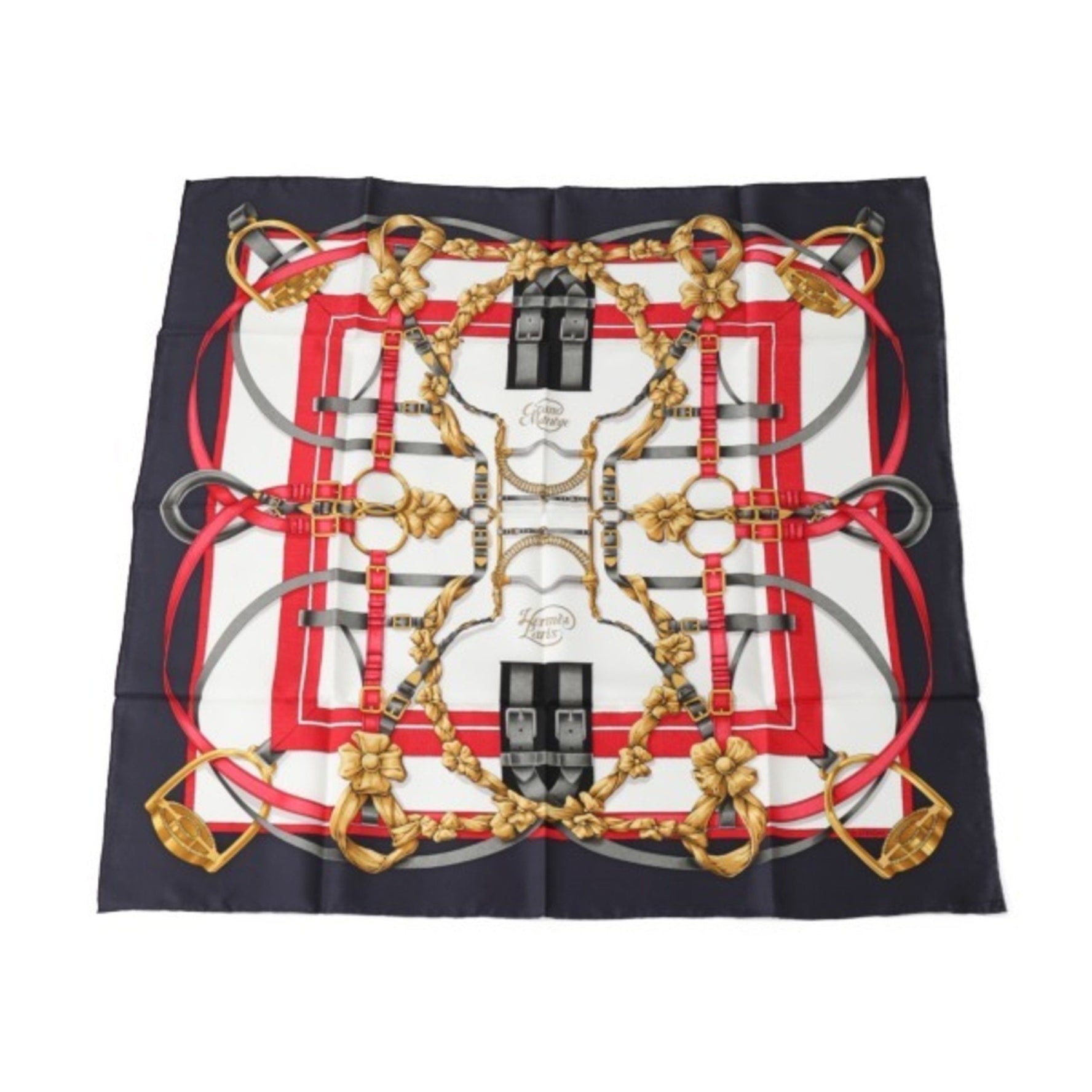 HERMES Crano Manege Navy Scarf