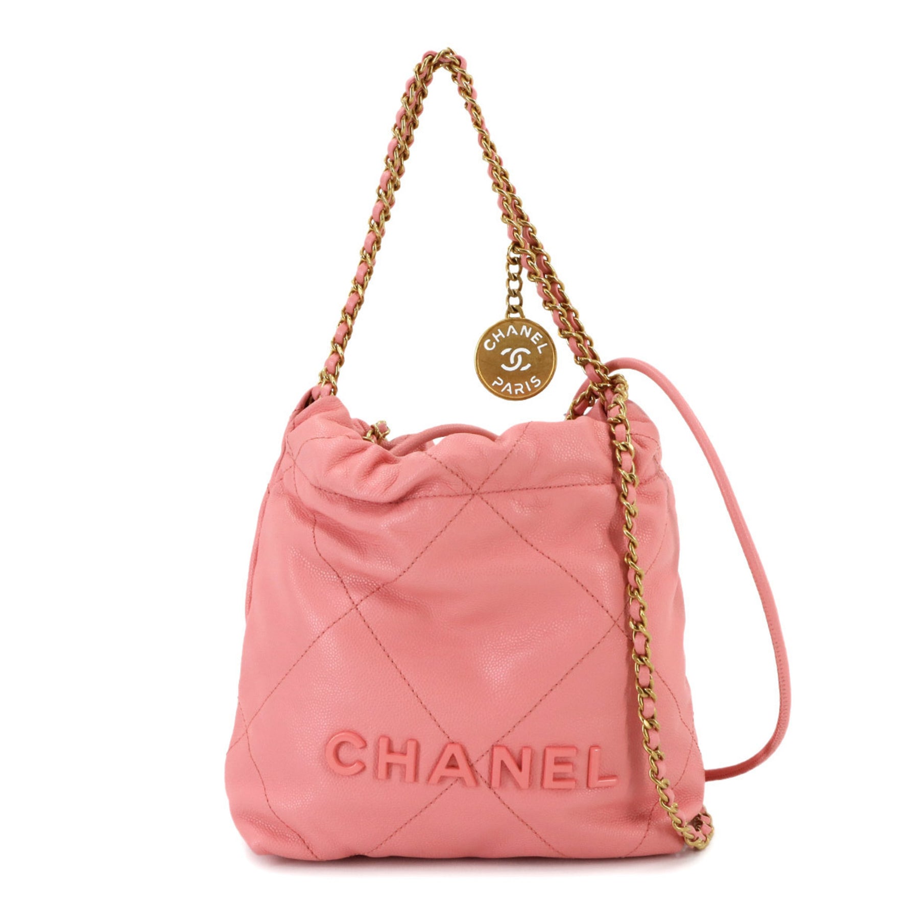 CHANEL 22 Mini Chain Hand Shoulder Bag Caviar Skin