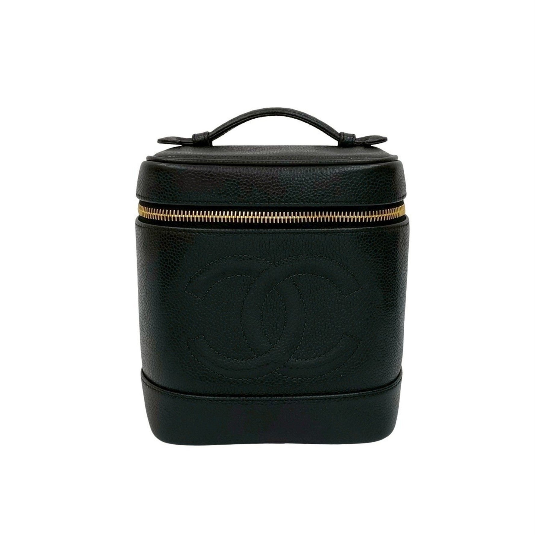 CHANEL Coco Mark Caviar Leather Handbag Vanity Bag
