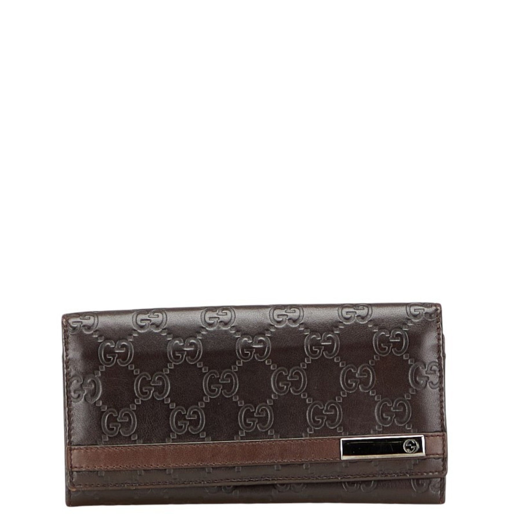 Gucci Guccissima logo plaque long wallet leather