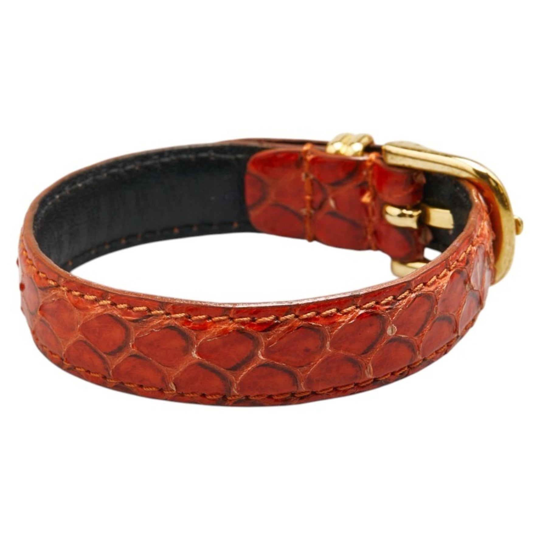 Prada Python Embossed Belt Bracelet in Red Leather