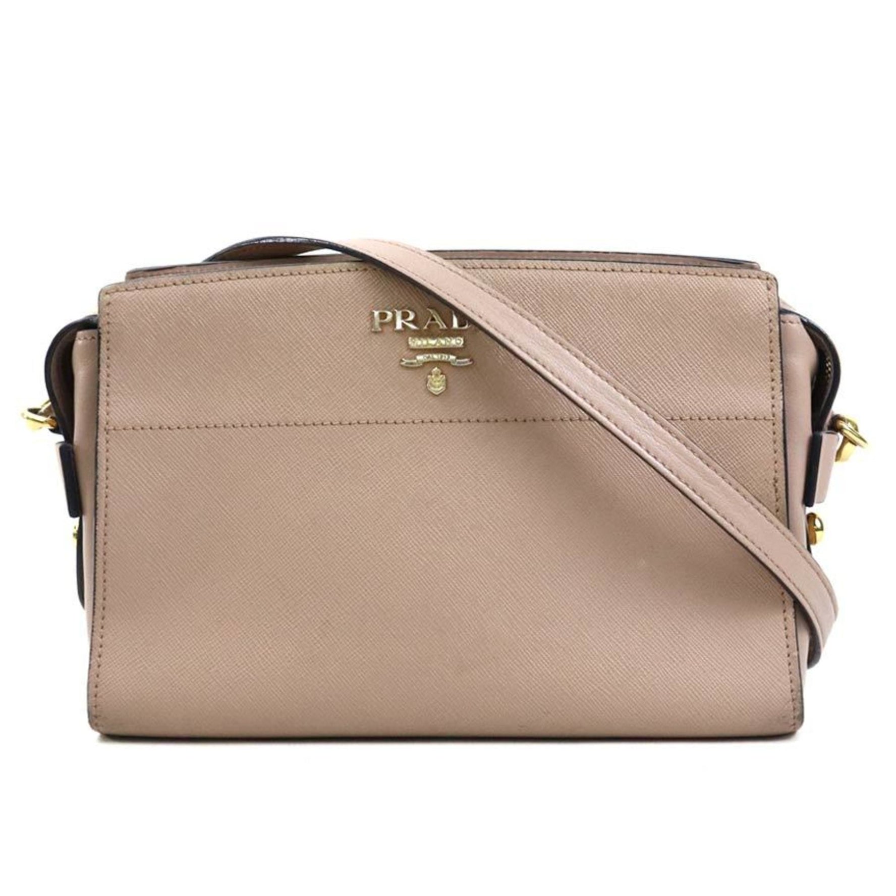 PRADA shoulder bag leather pink beige