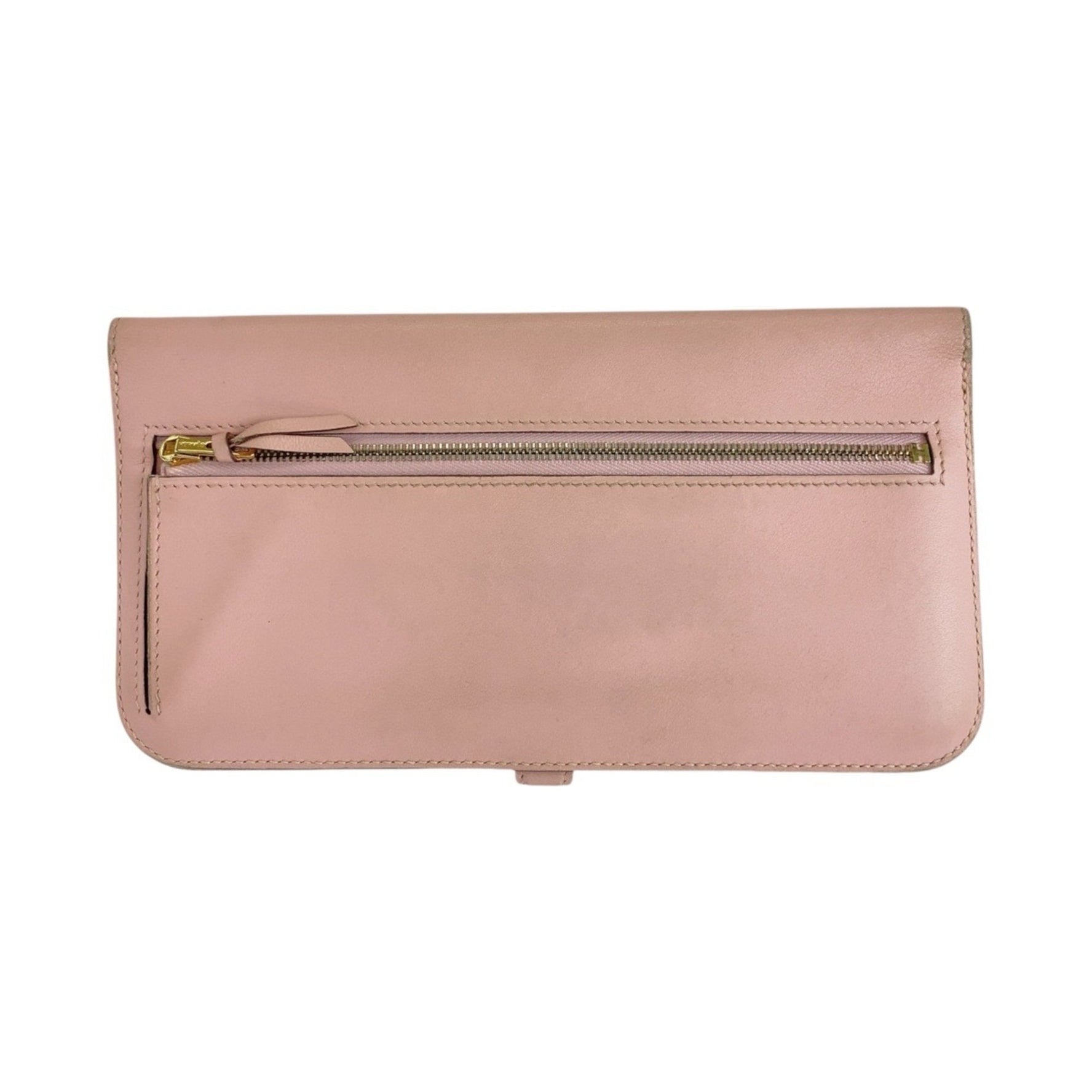 HERMES Dogon Long Wallet in Pink Rose Sakura with Gold Hardware, Swift Leather, and T Stamp