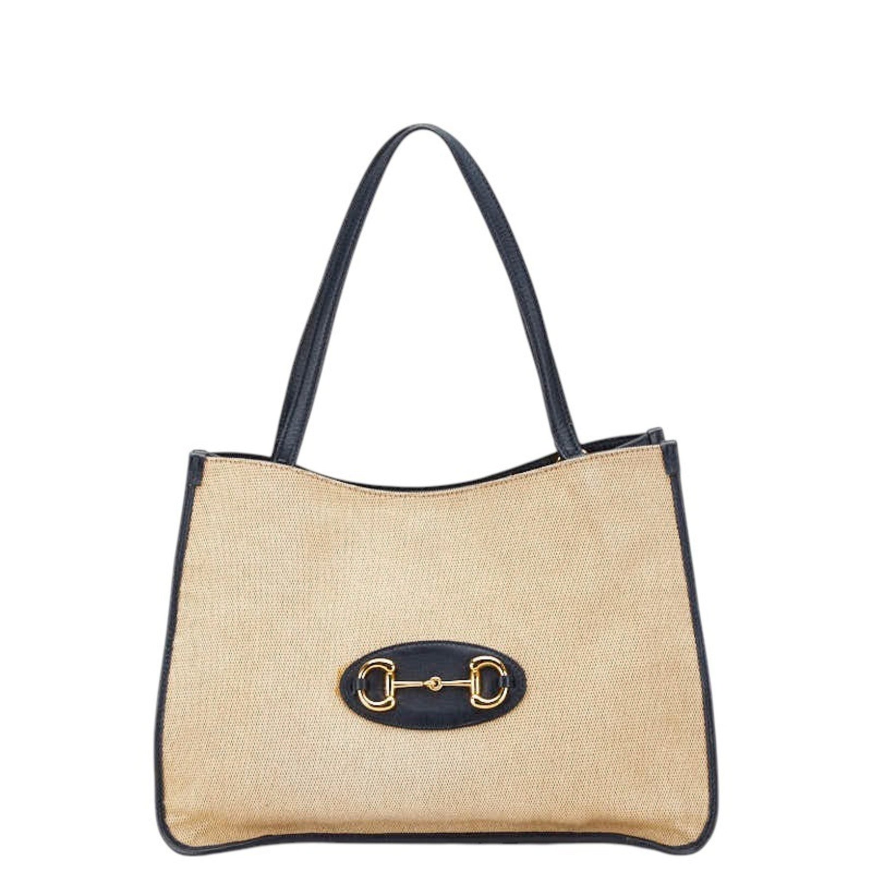 Gucci Horsebit 1955 Tote Bag Beige Navy Canvas Leather