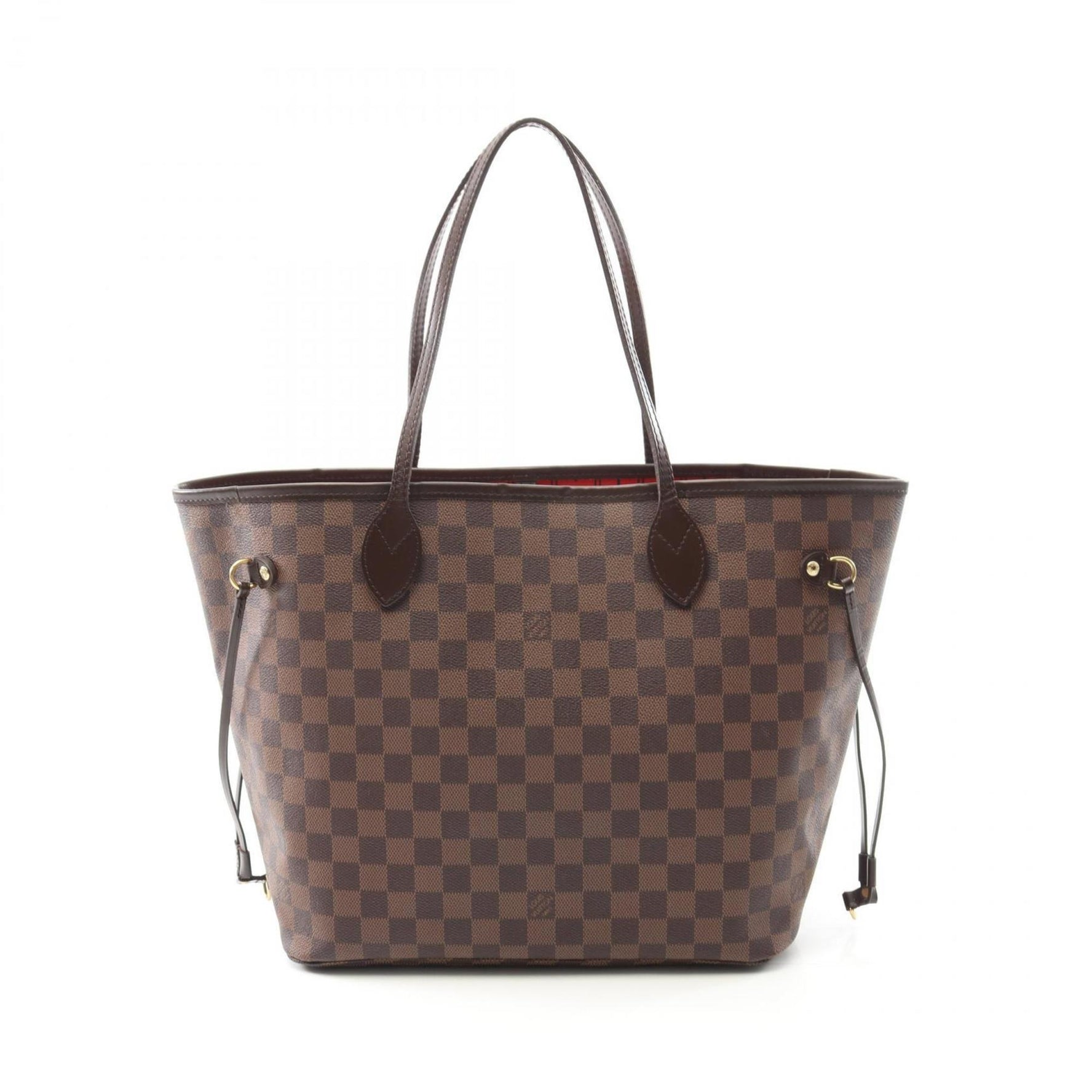 Louis Vuitton Neverfull MM Tote Bag, Coated Canvas, Leather, Damier, Brown