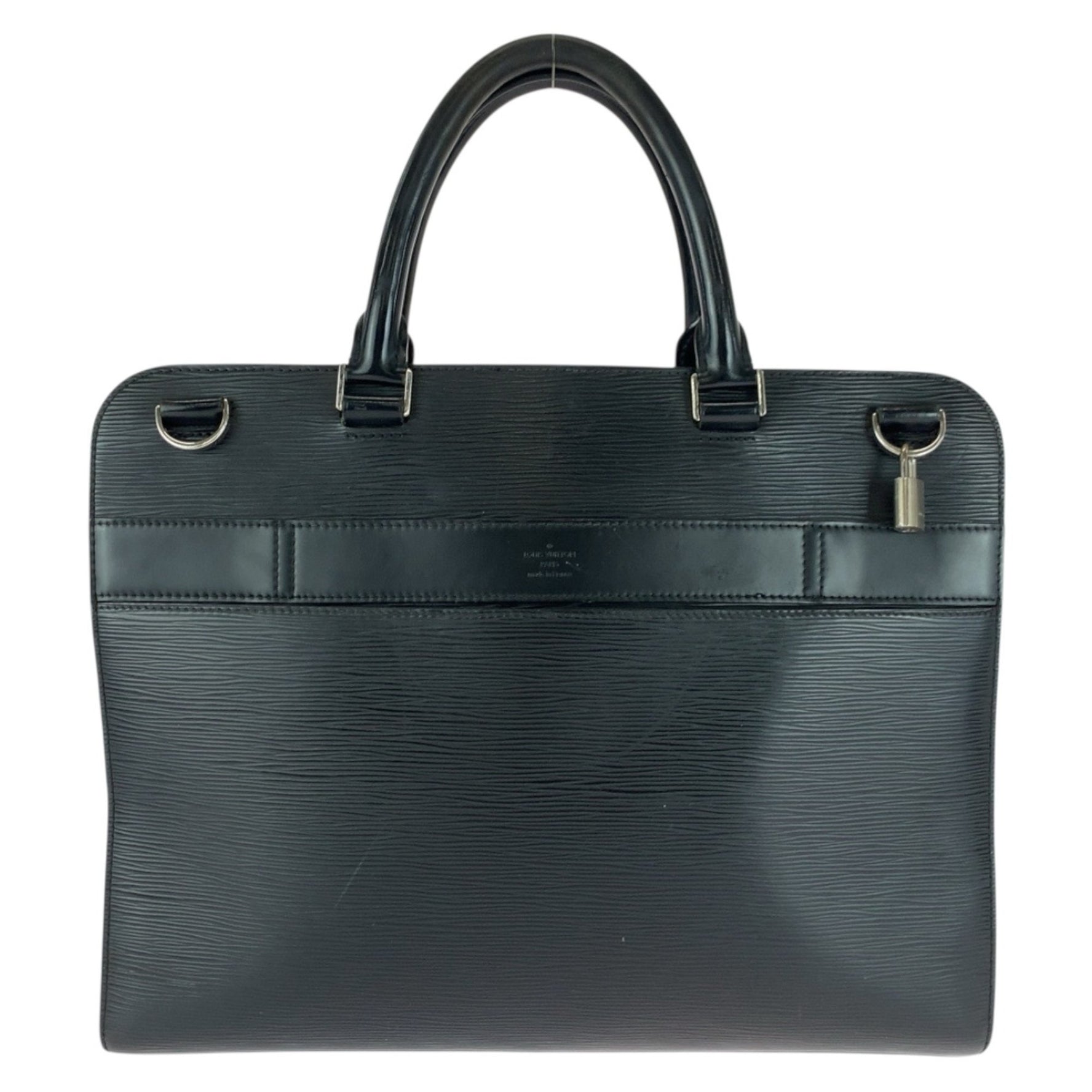 LOUIS VUITTON Epi Bassano GM Noir Black with Silver Hardware and Leather, Business Briefcase