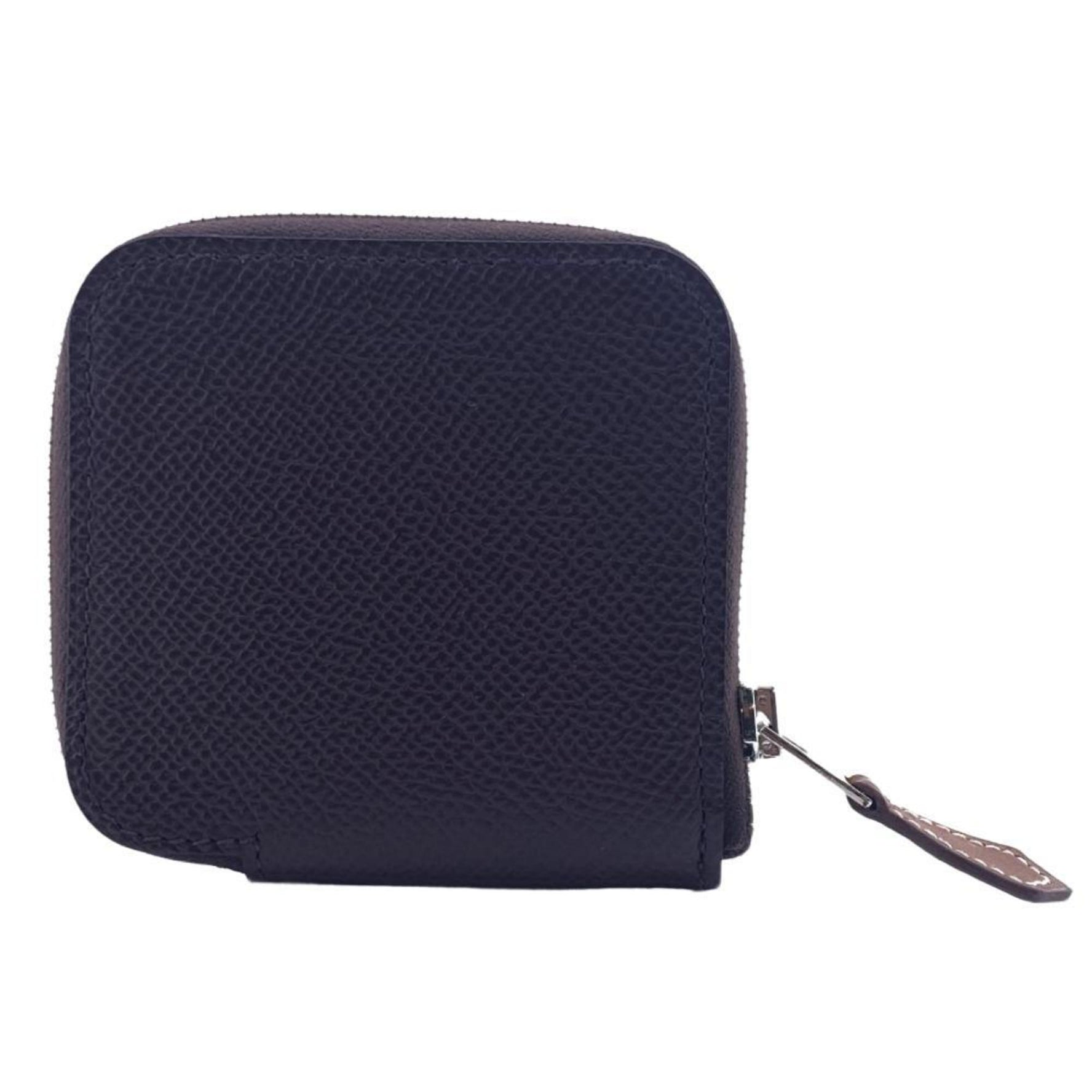 HERMES Epsom Leather Azap Silk In Coin Case Brown Unisex