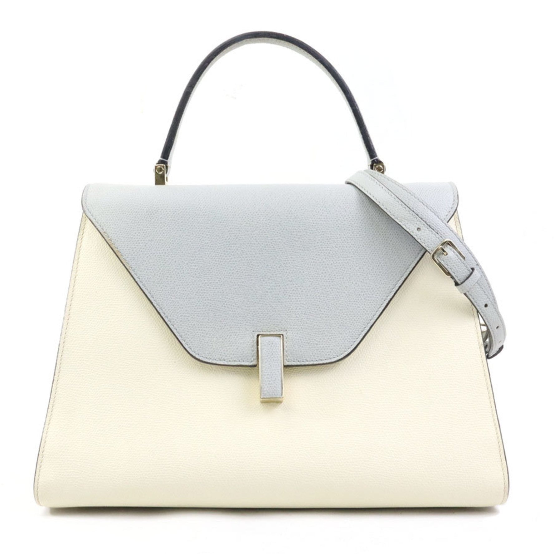 Valextra Handbag Shoulder Bag Large Iside Leather Ivory x Light Gray Women's 90114a