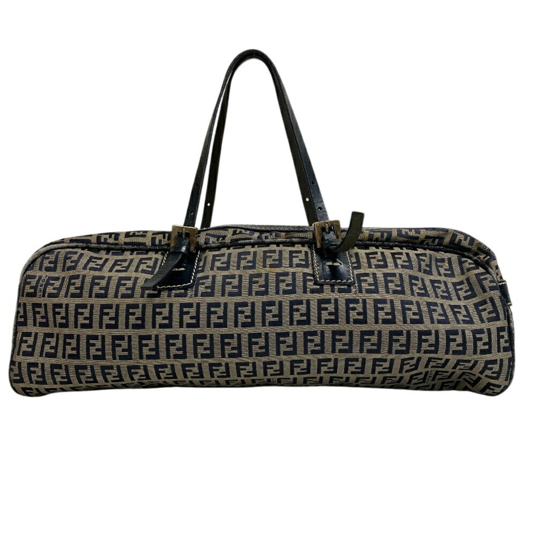 FENDI Hand Shoulder Mini Boston Bowling Bag Zucchino Tote Navy