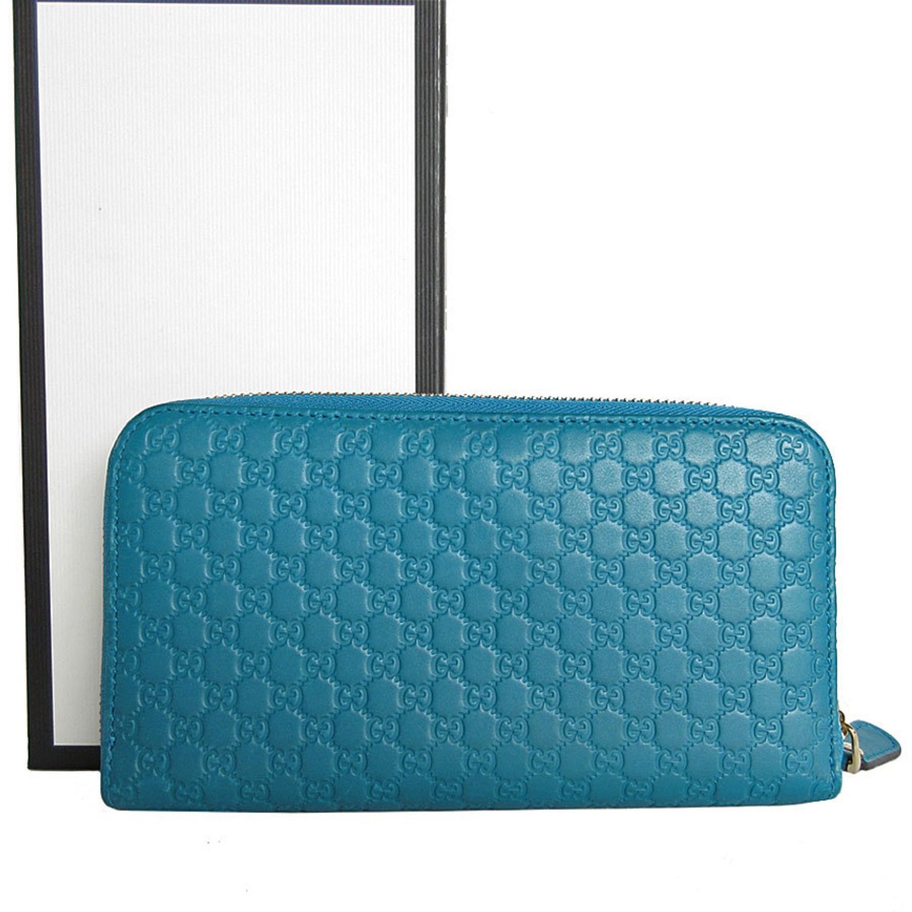 GUCCI Round Long Wallet Micro Guccissima Leather Light Gold