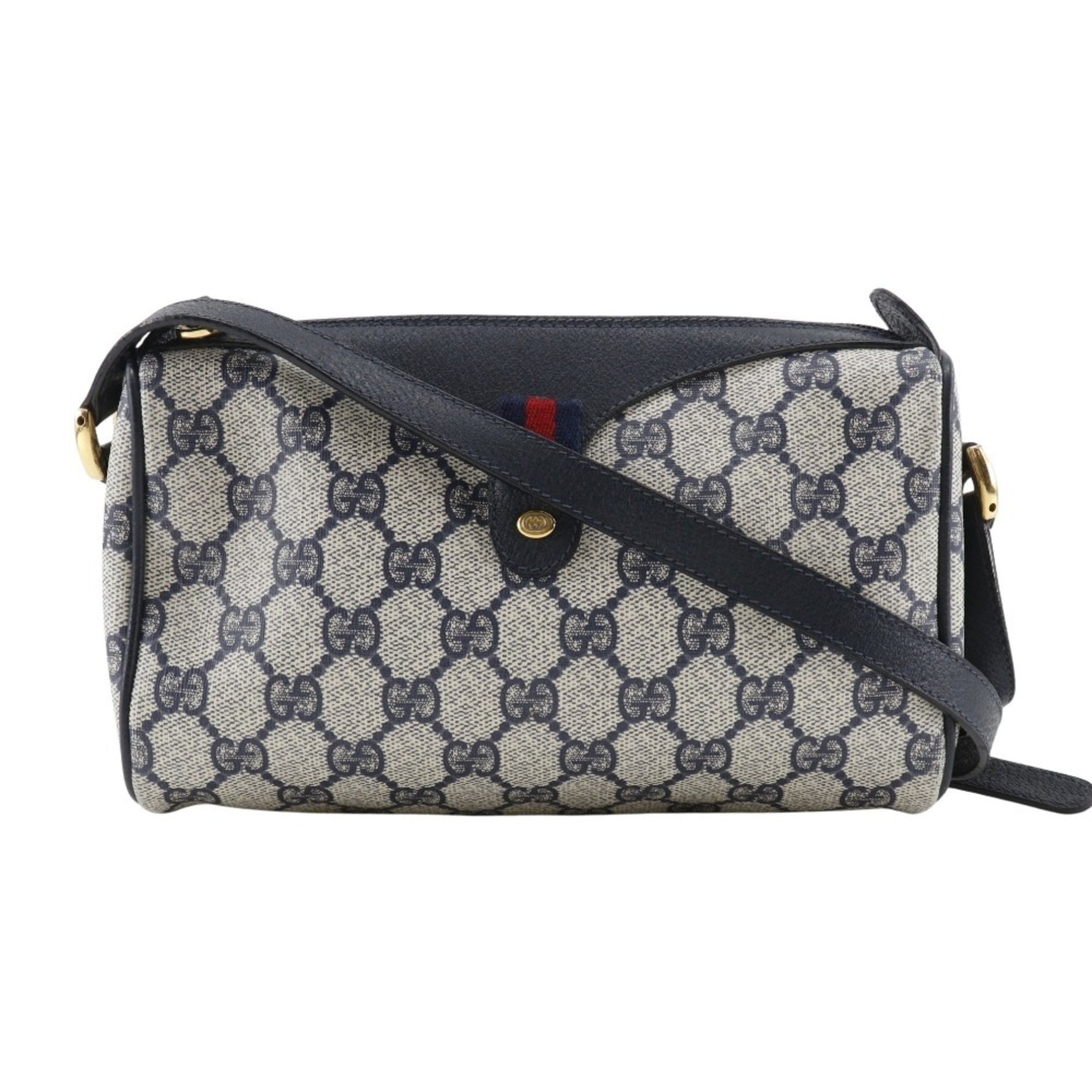 GUCCI Sherry Line Shoulder Bag Old GG Plus Gray/Navy