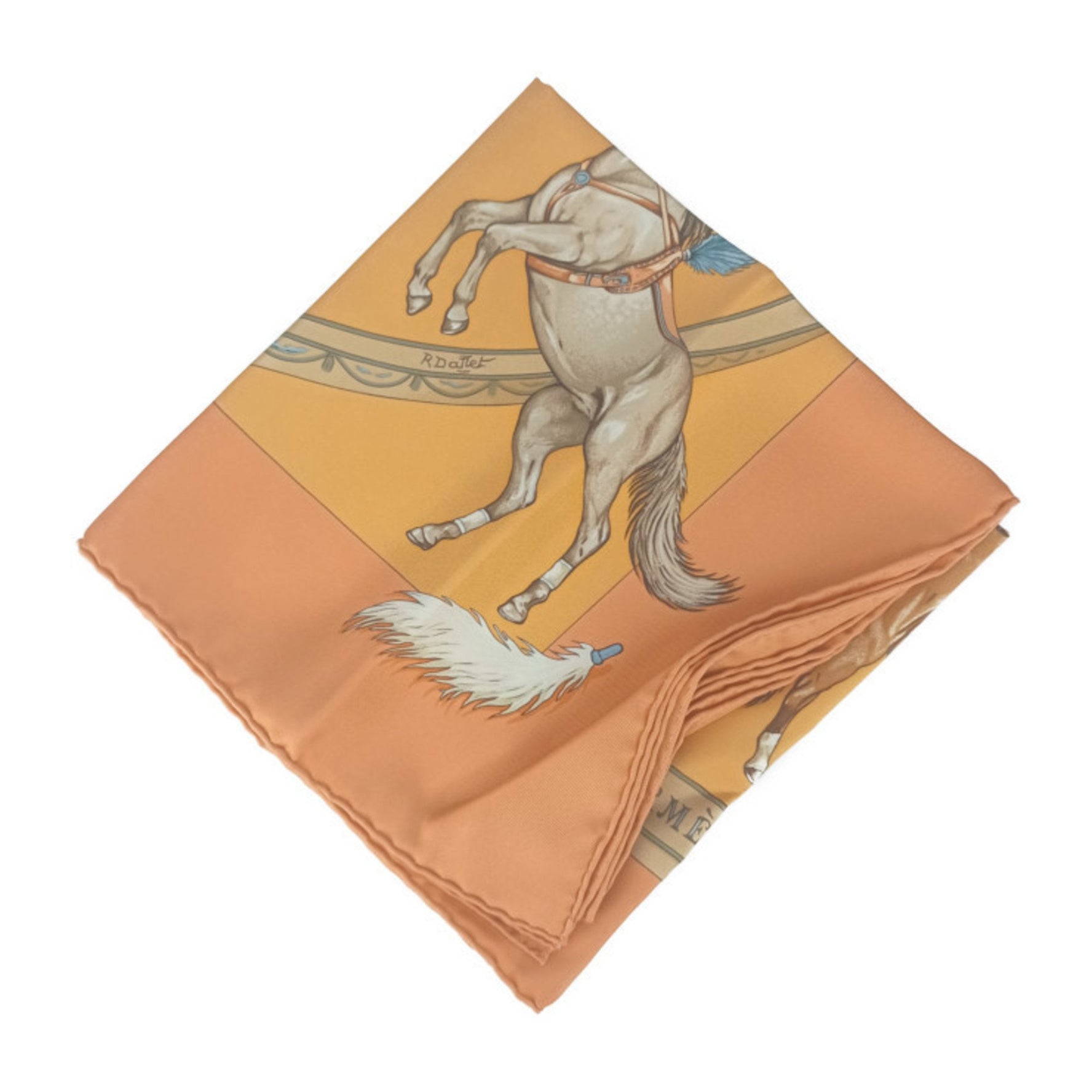 HERMES Scarf/Muffler Carre 90 EN PISTE. On Pisto - 100% Silk Large Size