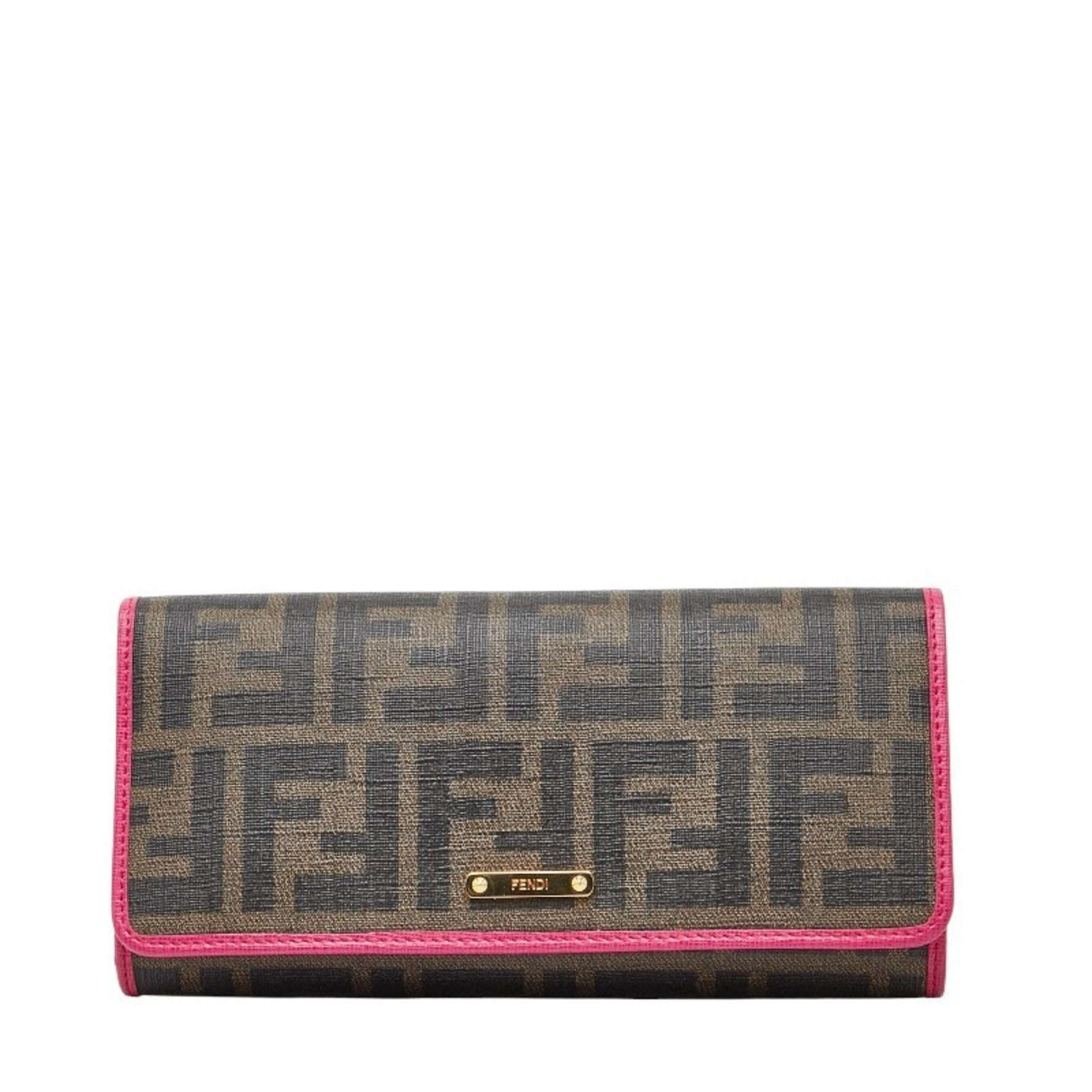 Fendi Zucca Long Wallet Brown Pink