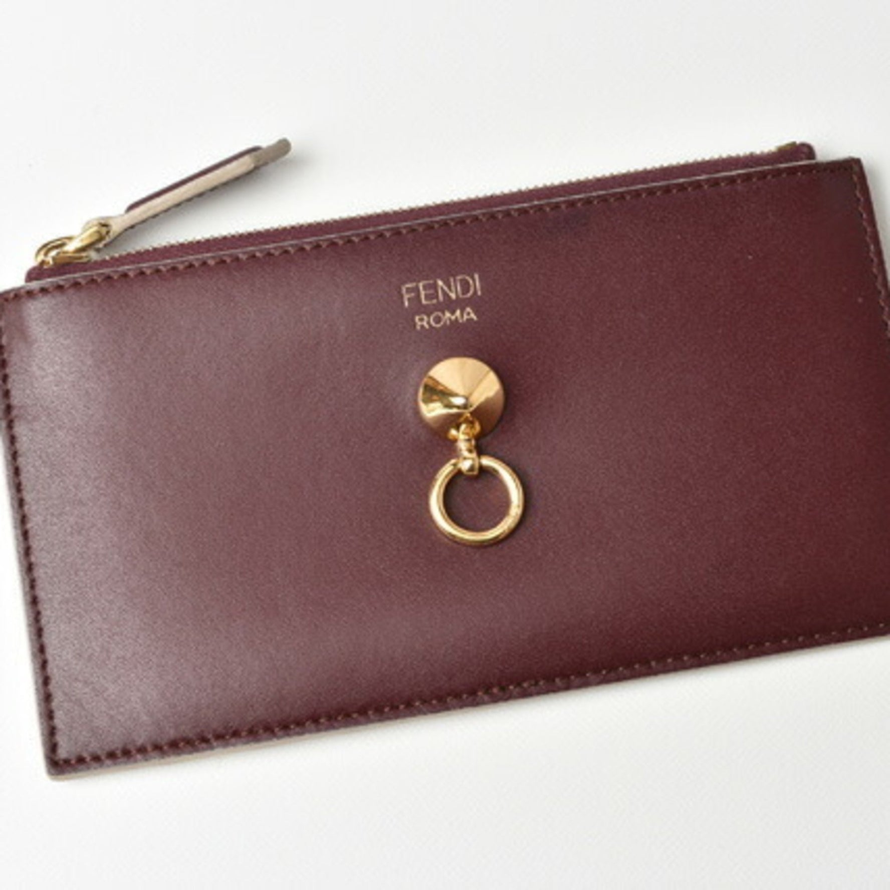 Fendi mini wallet coin case card pass BY THE WAY visor way burgundy