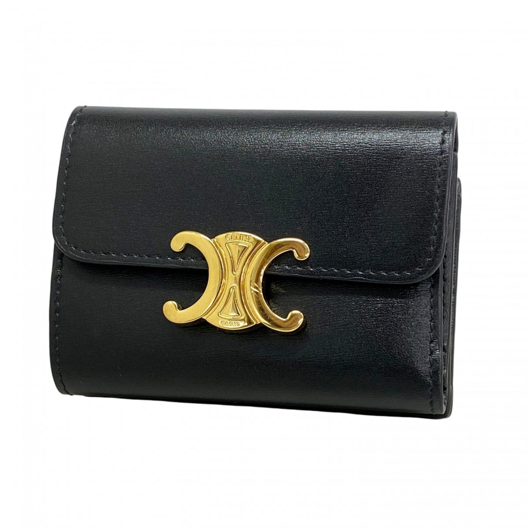Celine Triomphe Leather Tri-fold Wallet