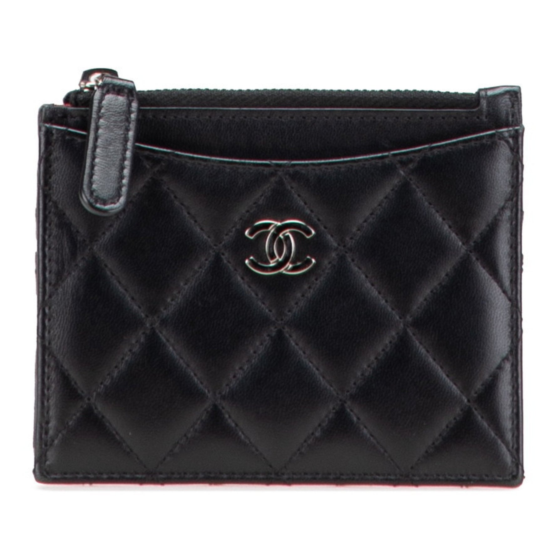 CHANEL Matelasse Coco Mark Silver Hardware Wallet/Coin Case/Business Card Case/Card Case Fragment Lambskin
