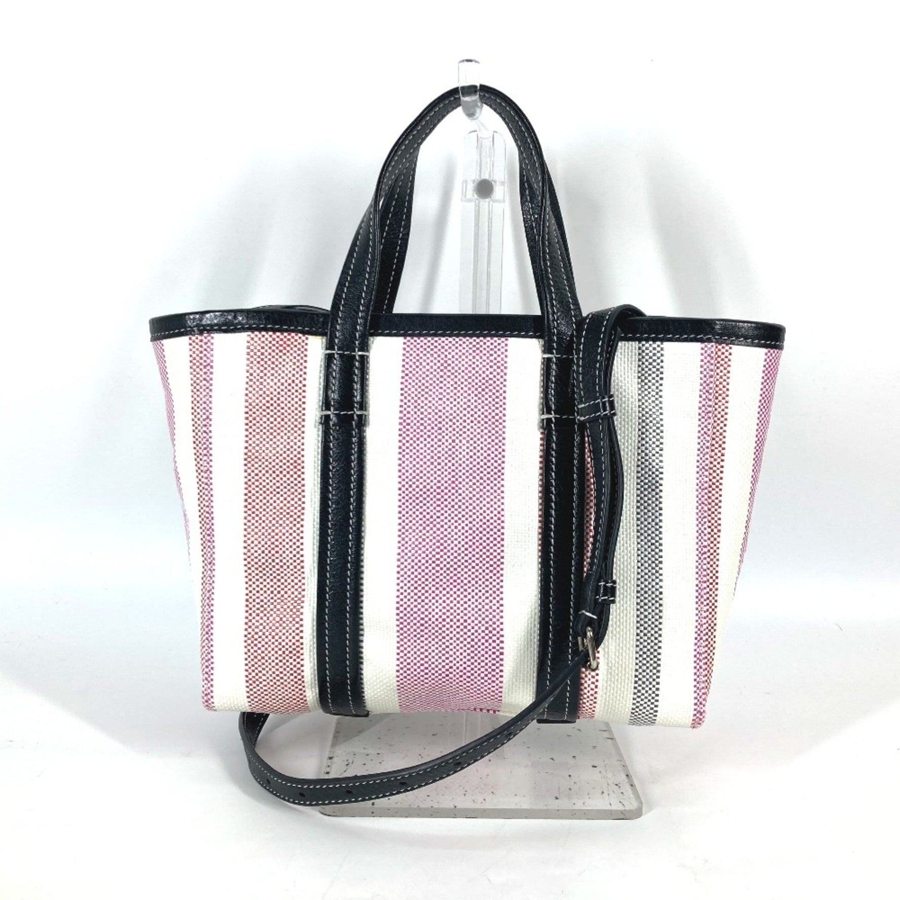 Balenciaga stripe Shoulder Bag Crossbody Tote Bag Hand Bag Black x White