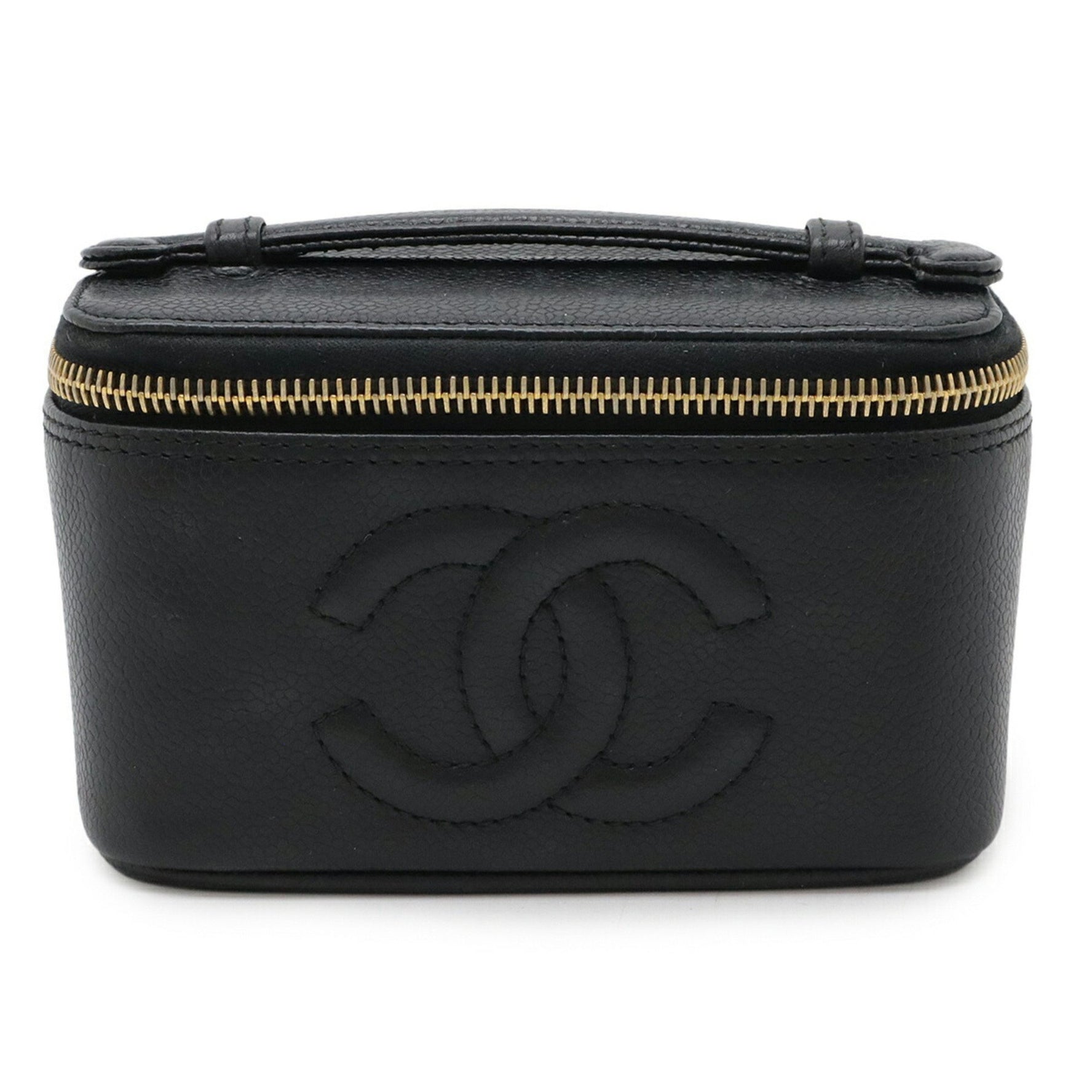 CHANEL Coco Mark Vanity Bag Mini Pouch Caviar Leather