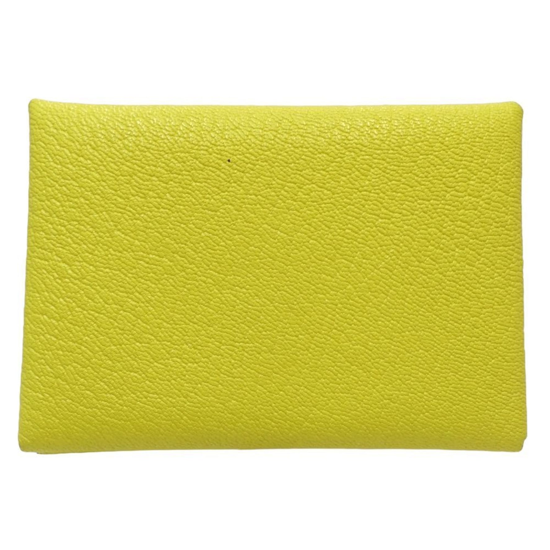 HERMES Wallet/Coin Case Calvi Duo Z Stamp Leather Jaune Naples