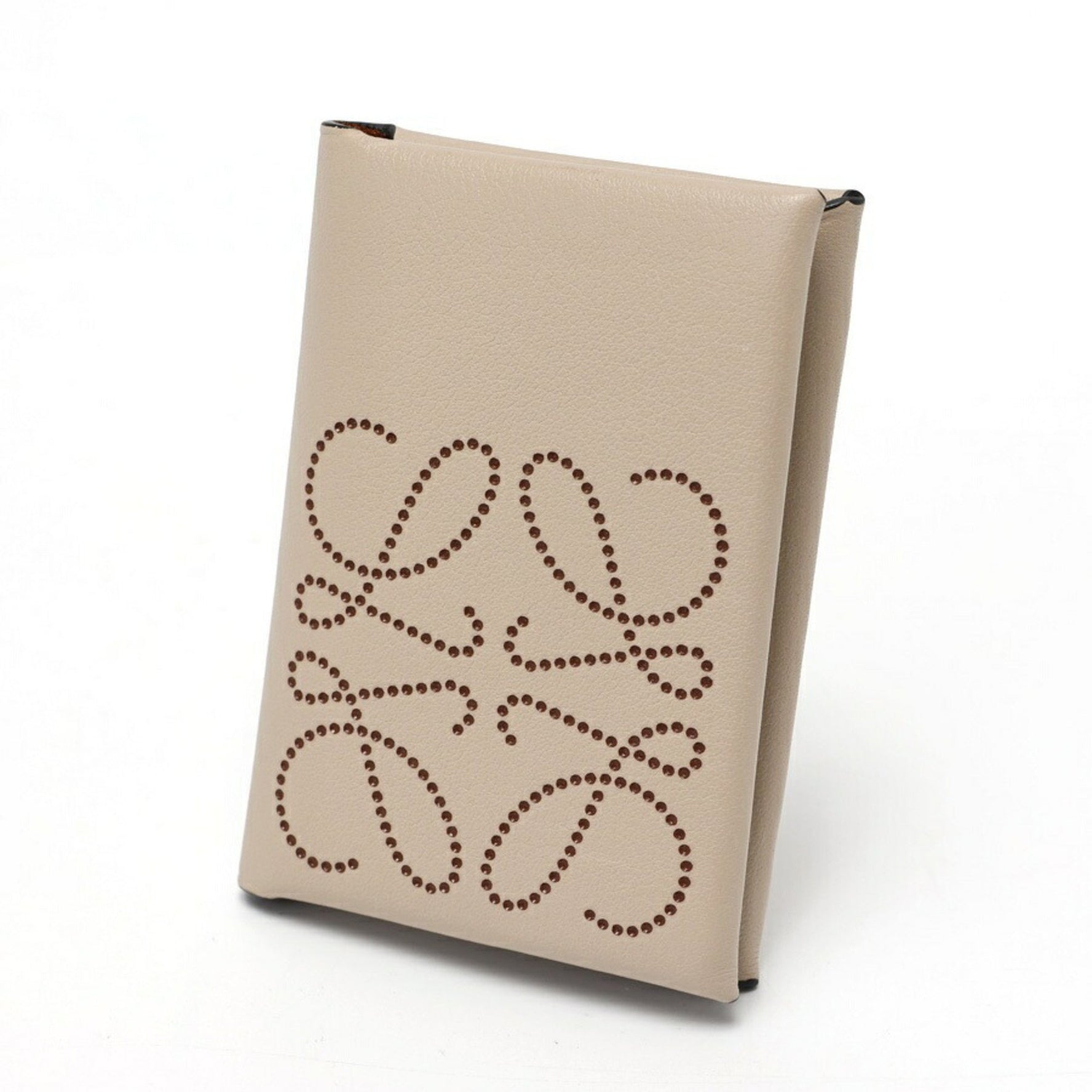 LOEWE Anagram Card Holder Case Leather Greige