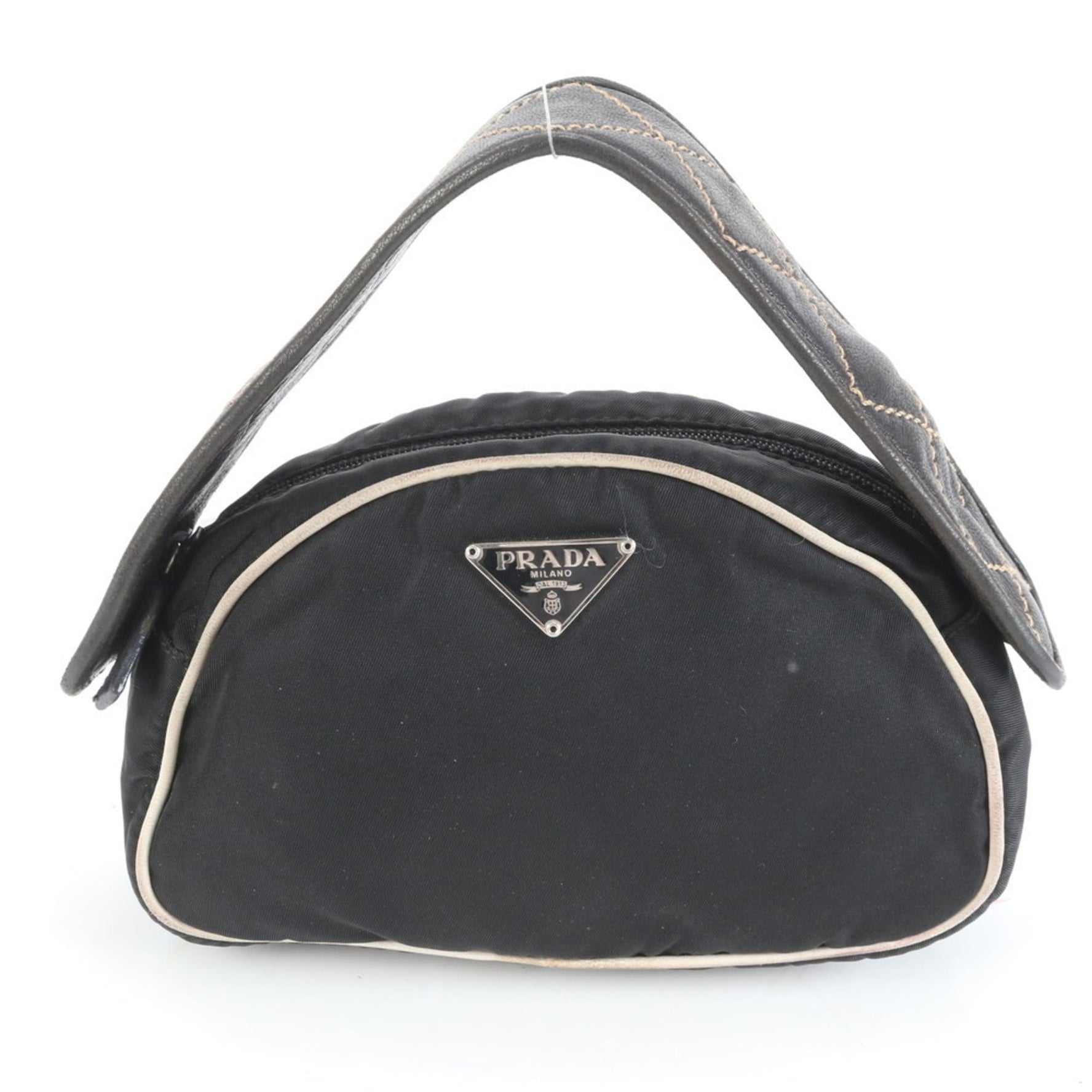 Prada Tessuto Nylon Triangle Logo Quilted Leather Handbag Tote