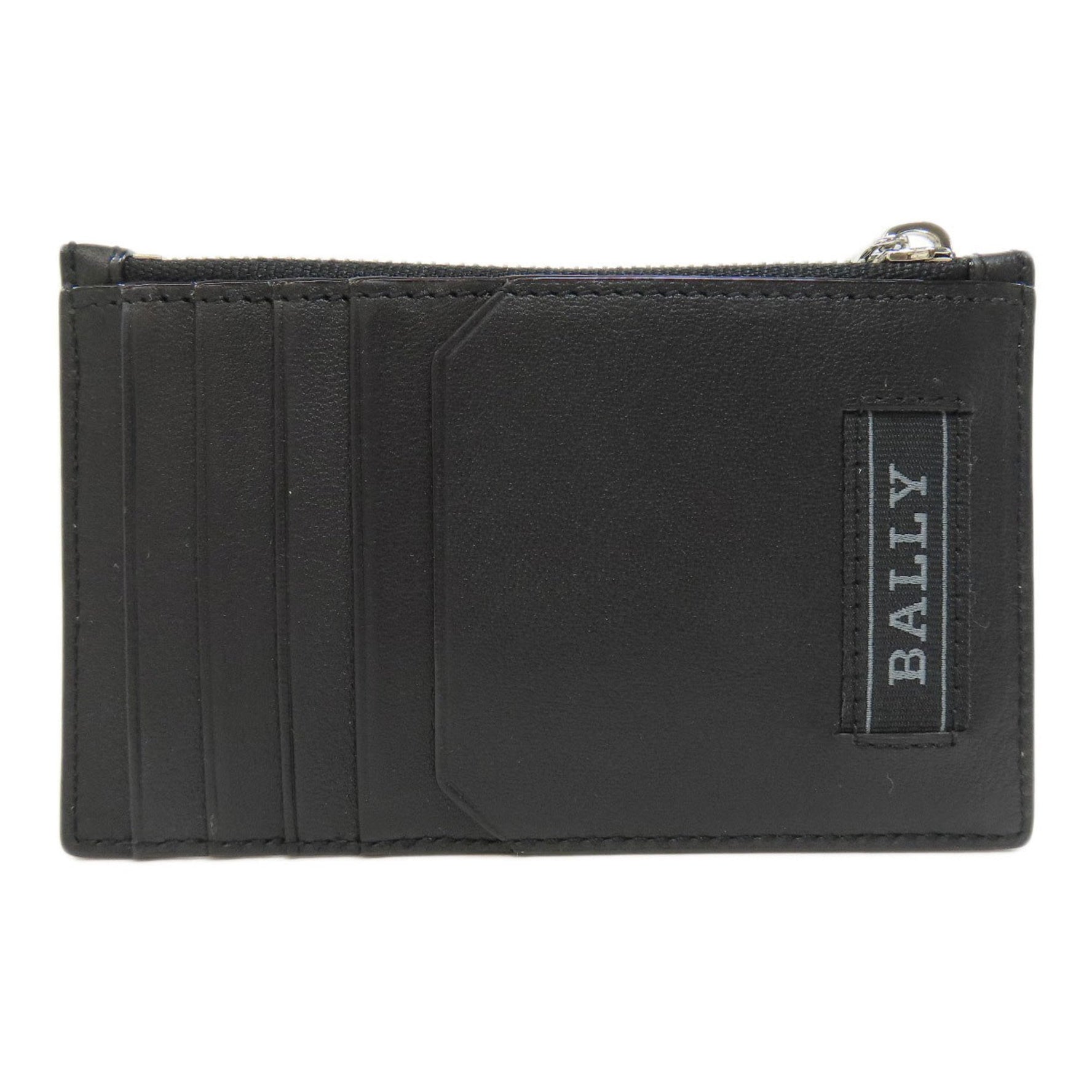 BALLY Stripe Business Card Holder/Card Case Leather