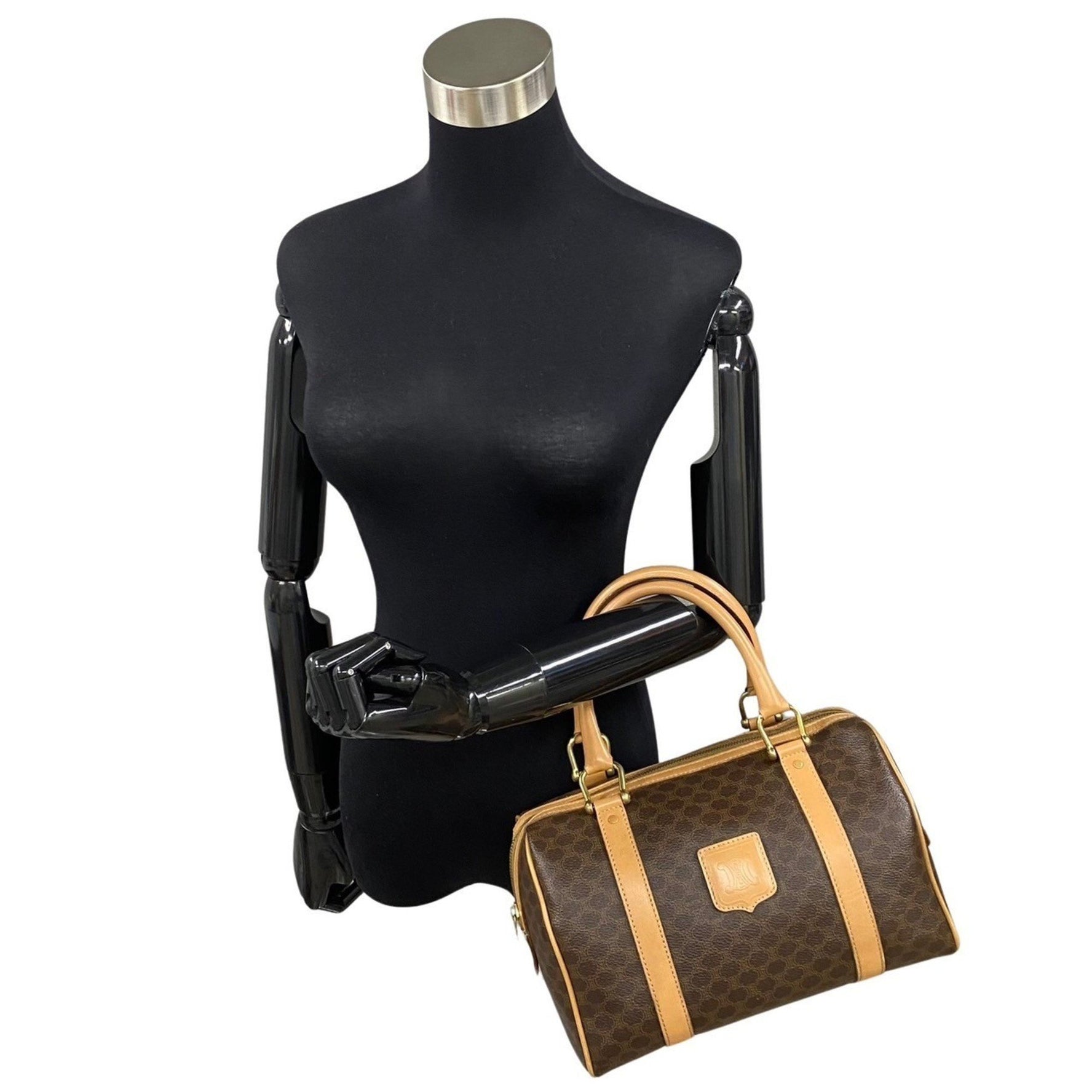 CELINE Macadam Blason Triomphe Pattern Leather Handbag Boston Bag