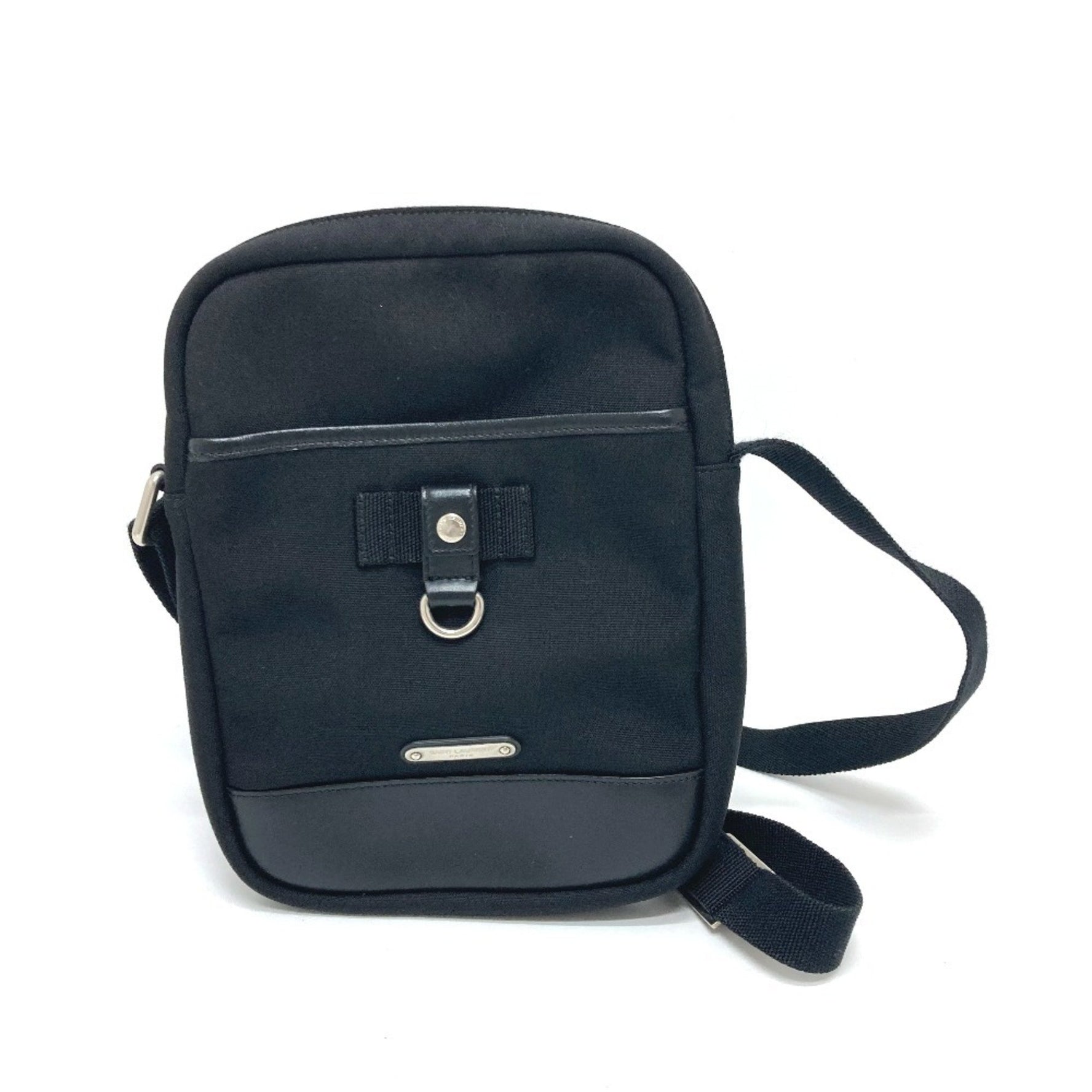 Saint Laurent logo plate shoulder bag, crossbody canvas, leather, ladies