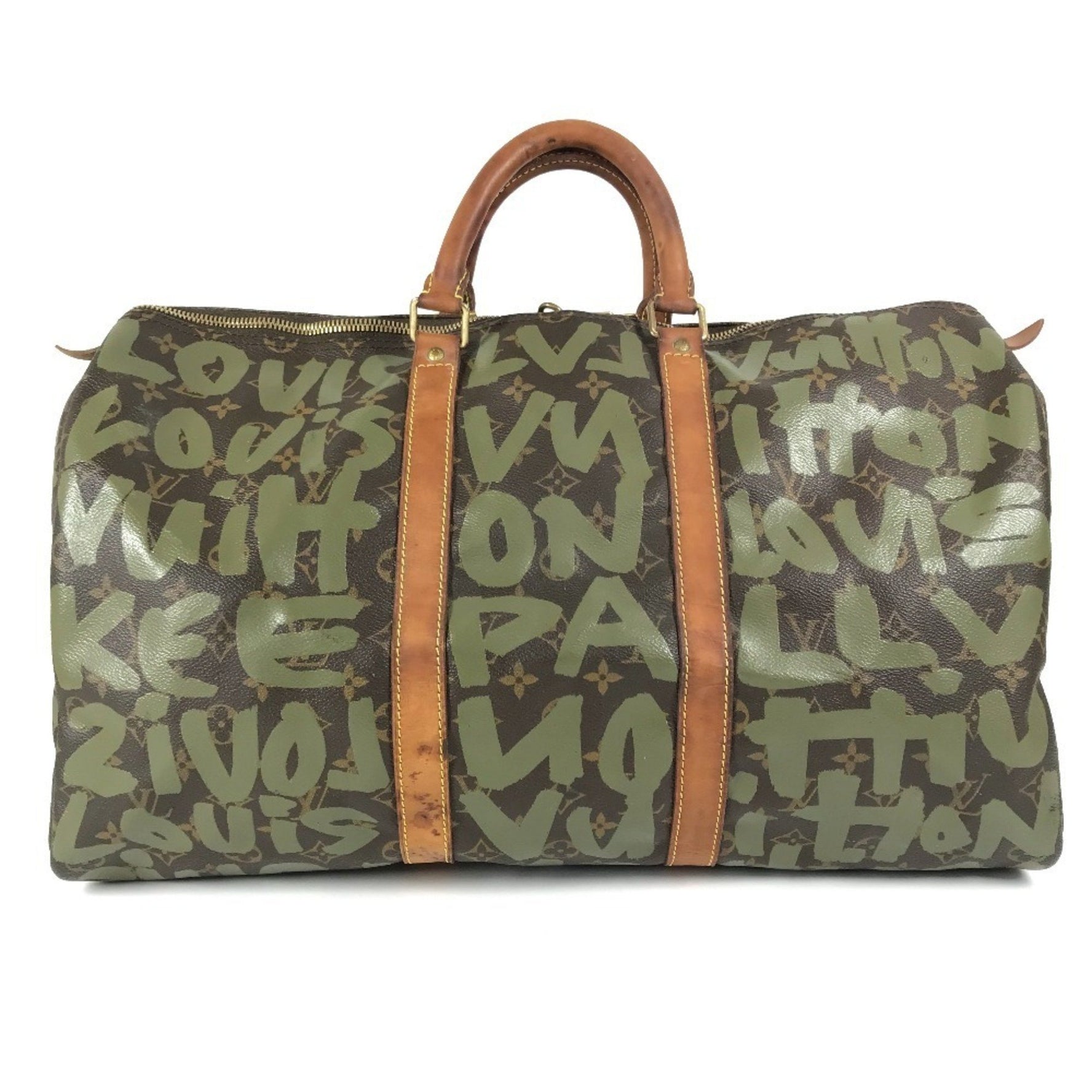 Louis Vuitton Monogram Graffiti Keepall 50 Travel Bag, Handbag, Boston Canvas, Men's, Khaki