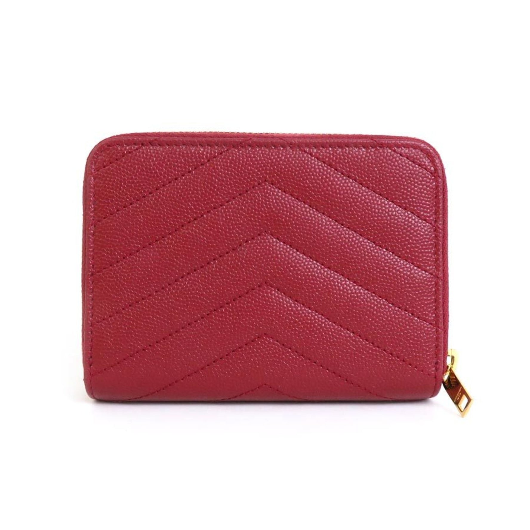Saint Laurent Bifold Wallet Leather Red Ladies