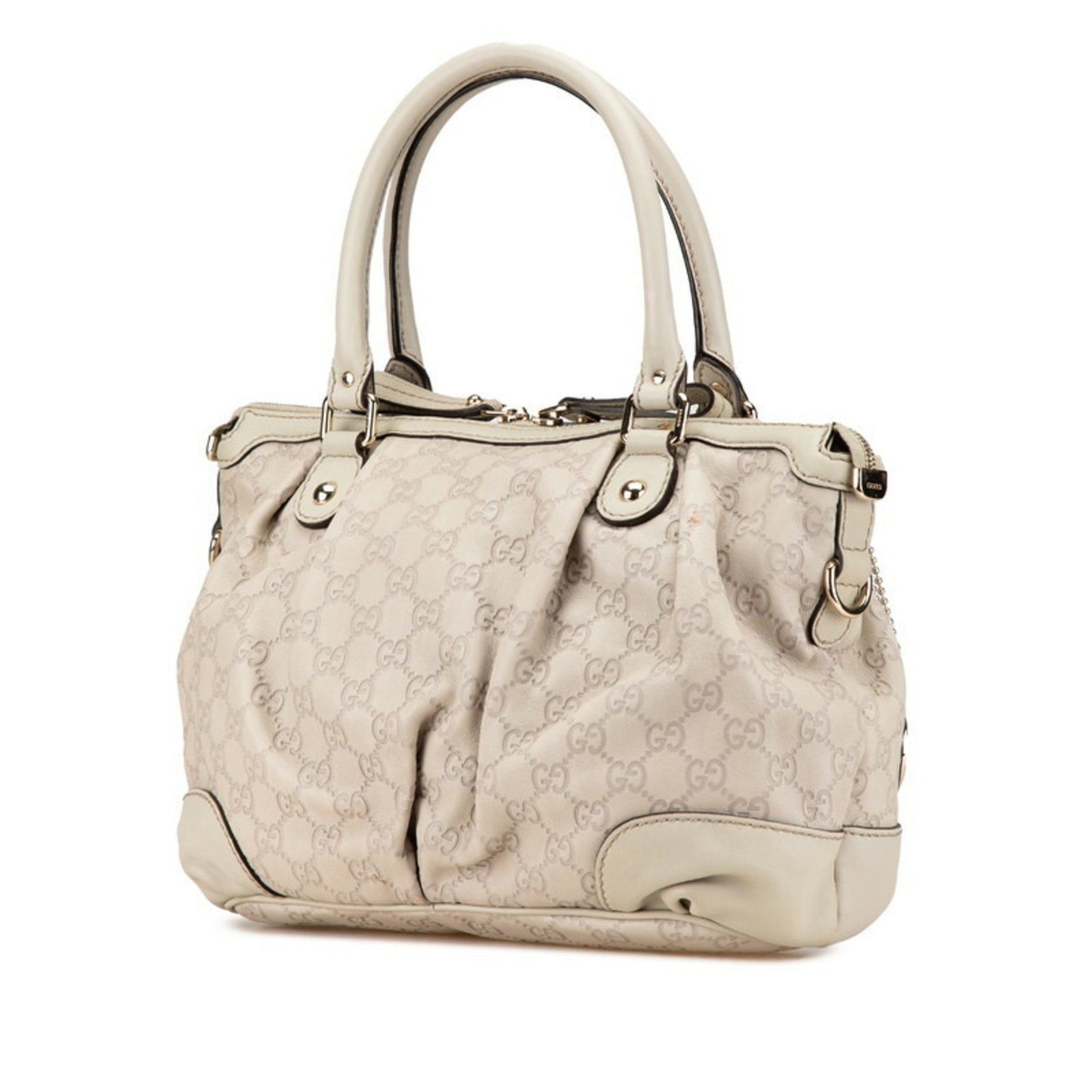 Gucci Guccissima Sukey Handbag Shoulder Bag White Ivory Leather