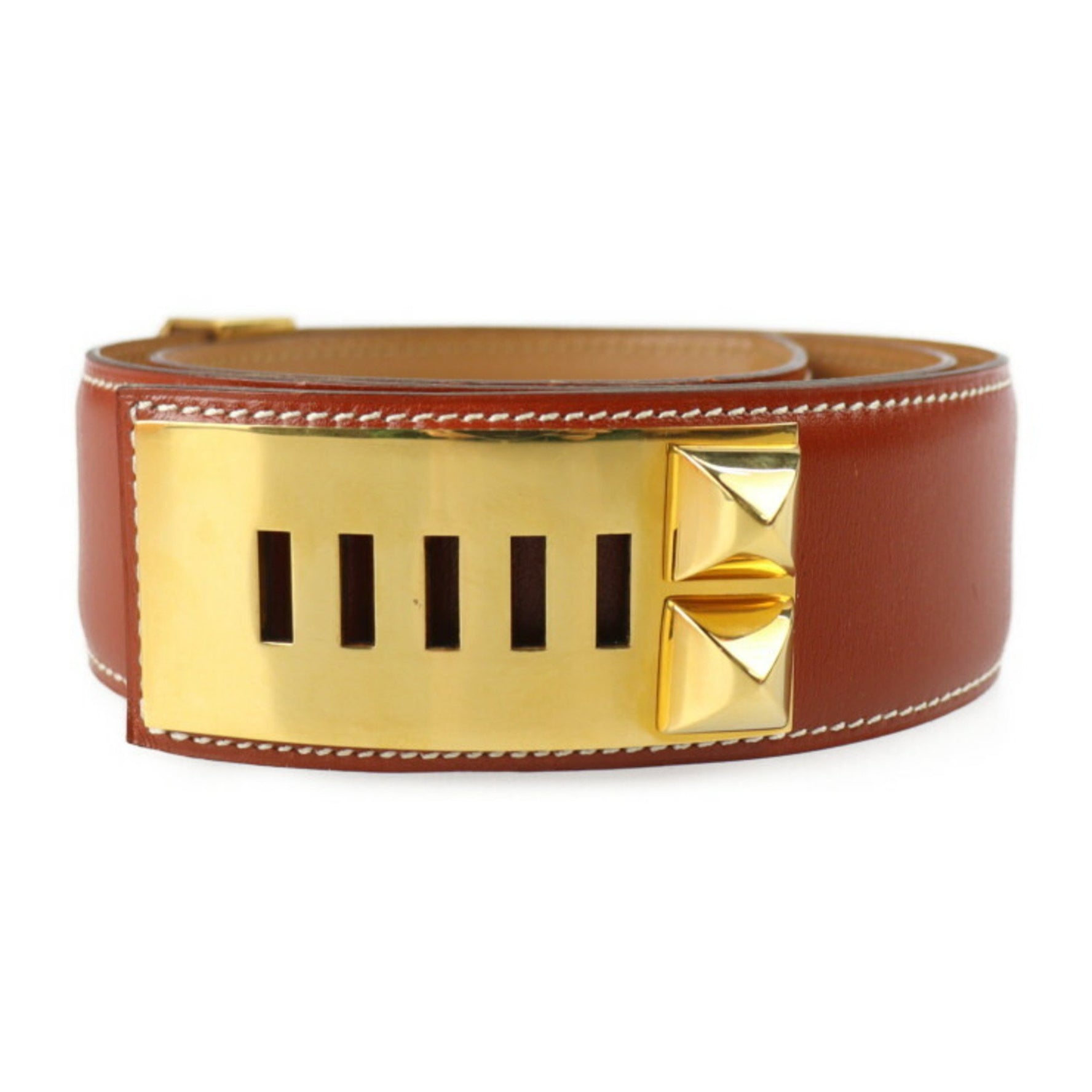HERMES Collie de Cyan Medor belt Notation size 70 box calf system gold metal fittings 〇W stamp