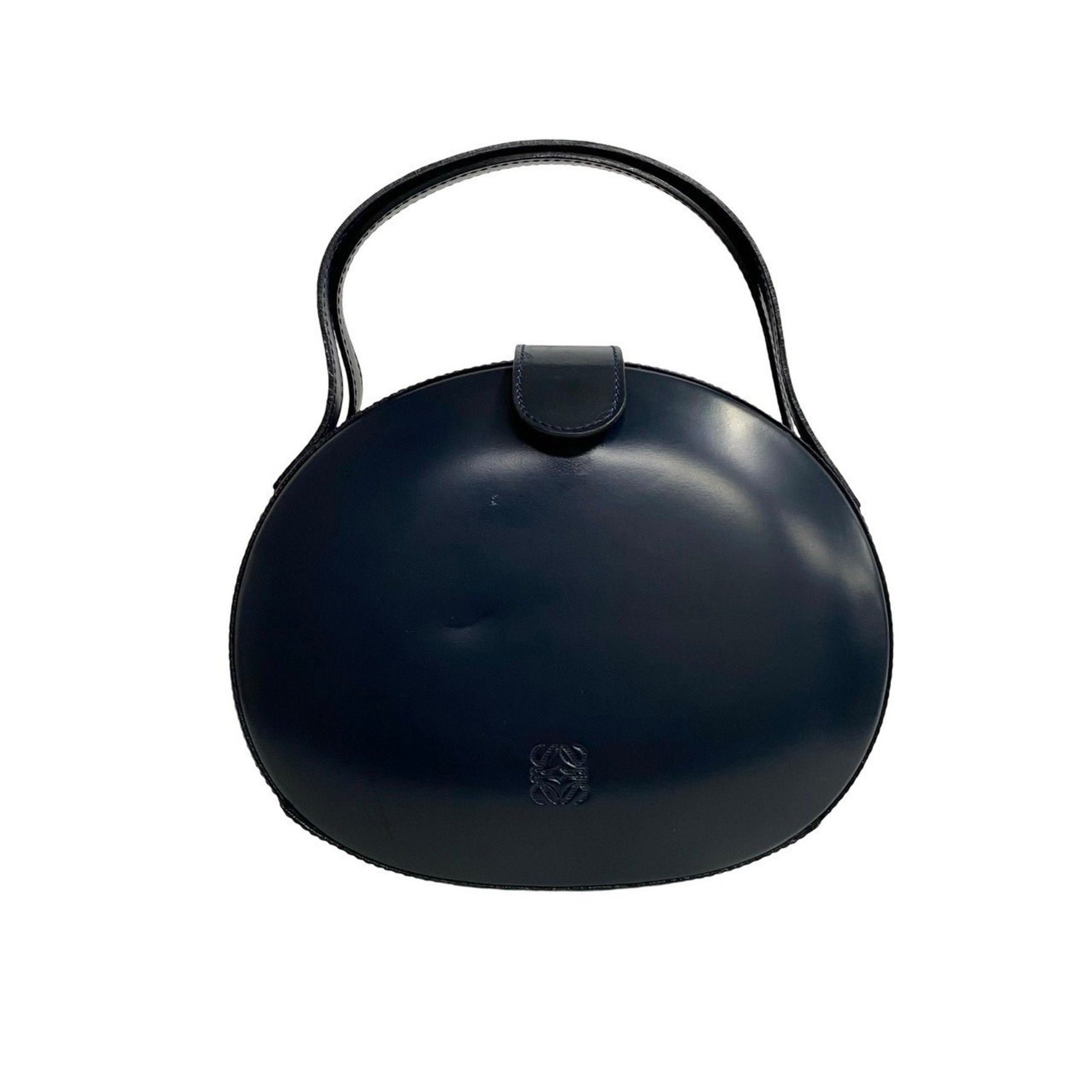 LOEWE Anagram Logo Leather Genuine Round Mini Handbag Blue