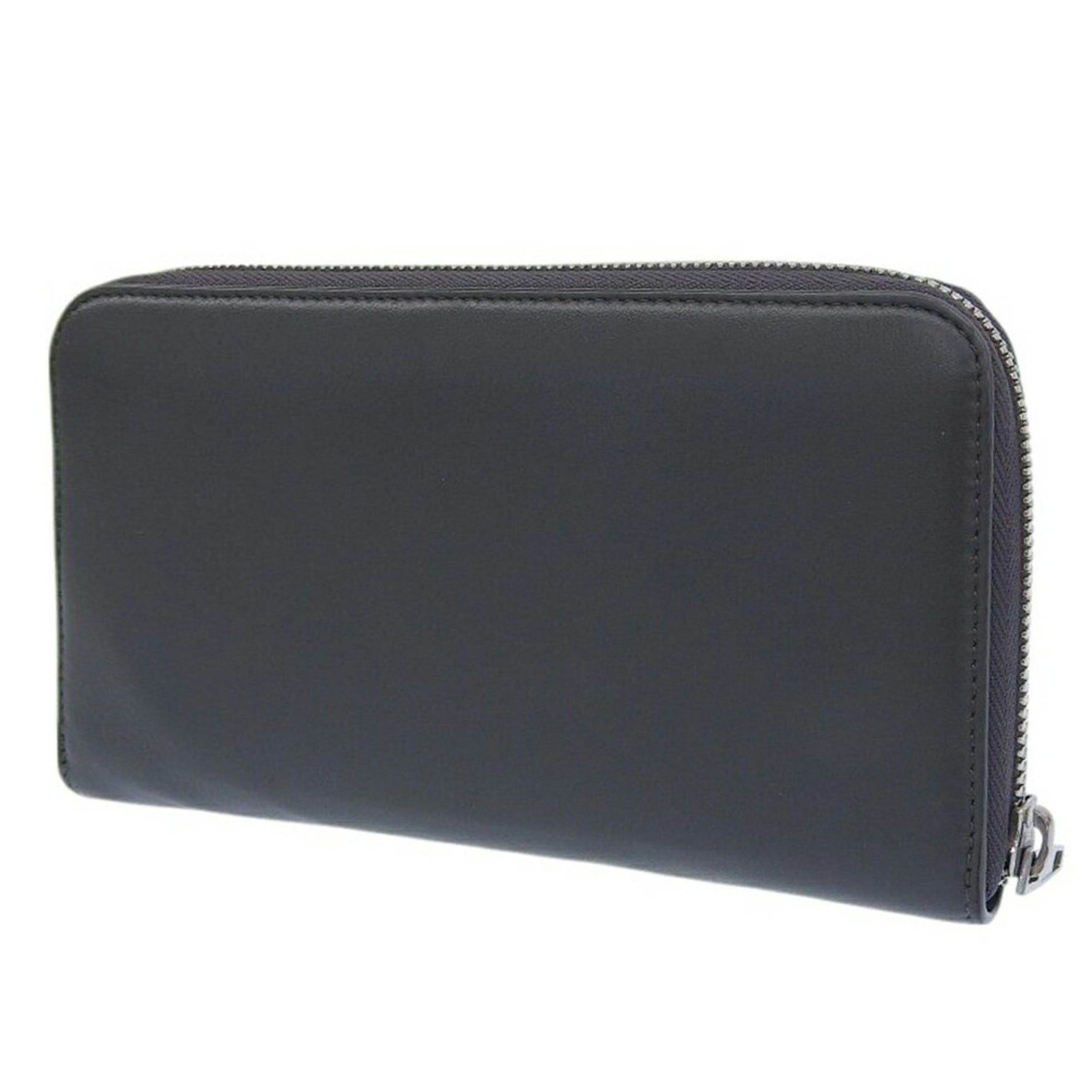 BALENCIAGA Paper Continental 1110 Y Round Long Wallet Leather Grey