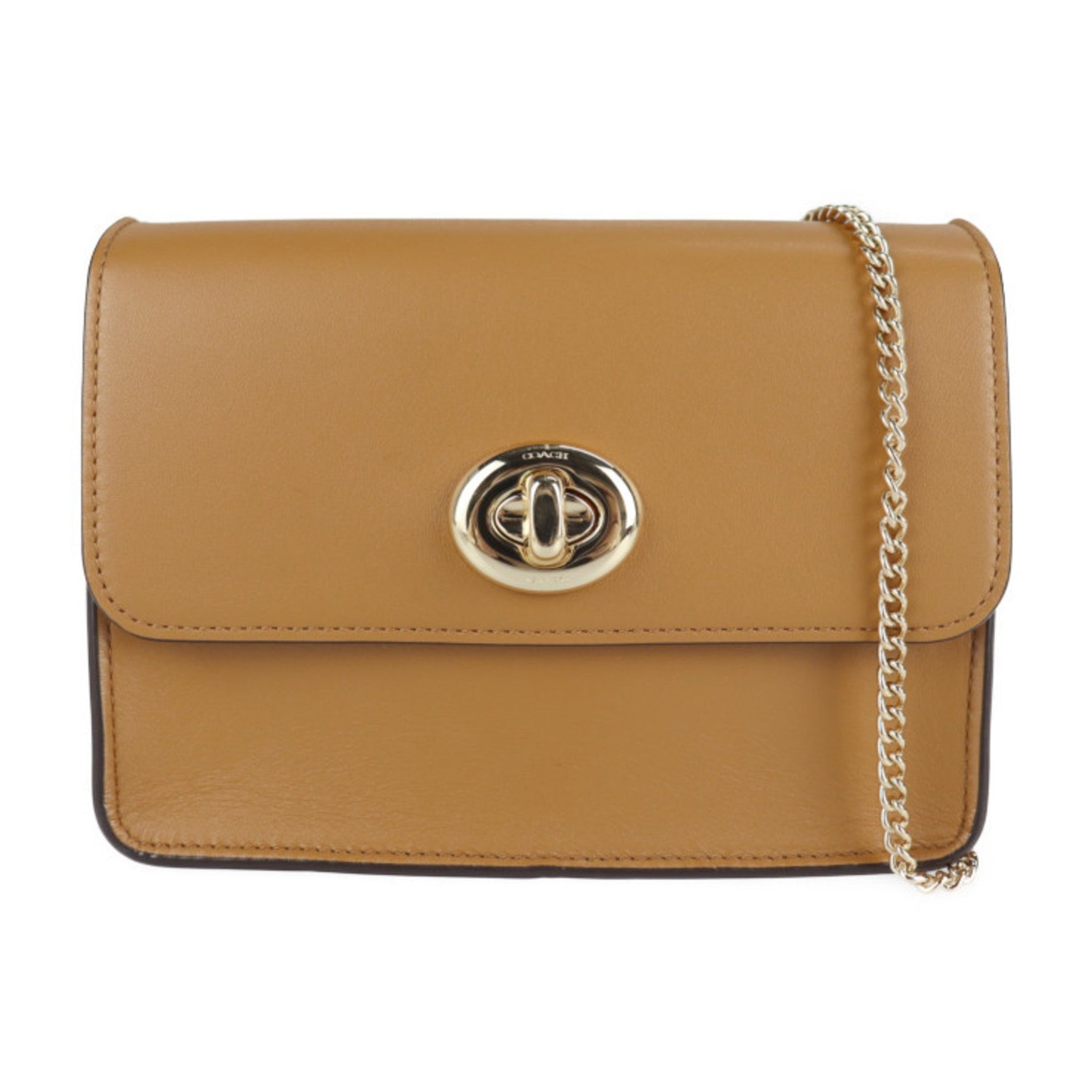 COACH Bowery Shoulder Bag Calf Leather Light Saddle Chain Turnlock Crossbody