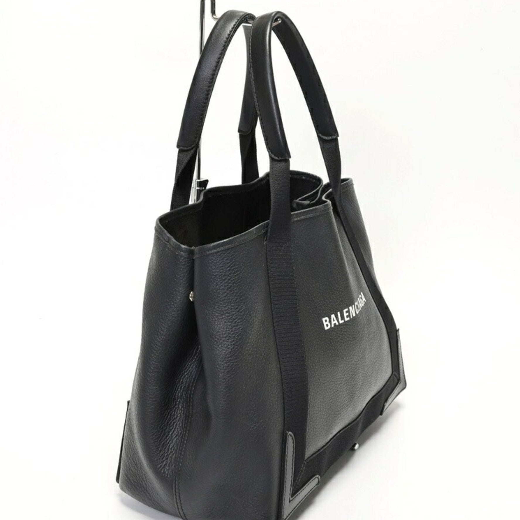 BALENCIAGA Navy Cabas M Tote Bag Leather