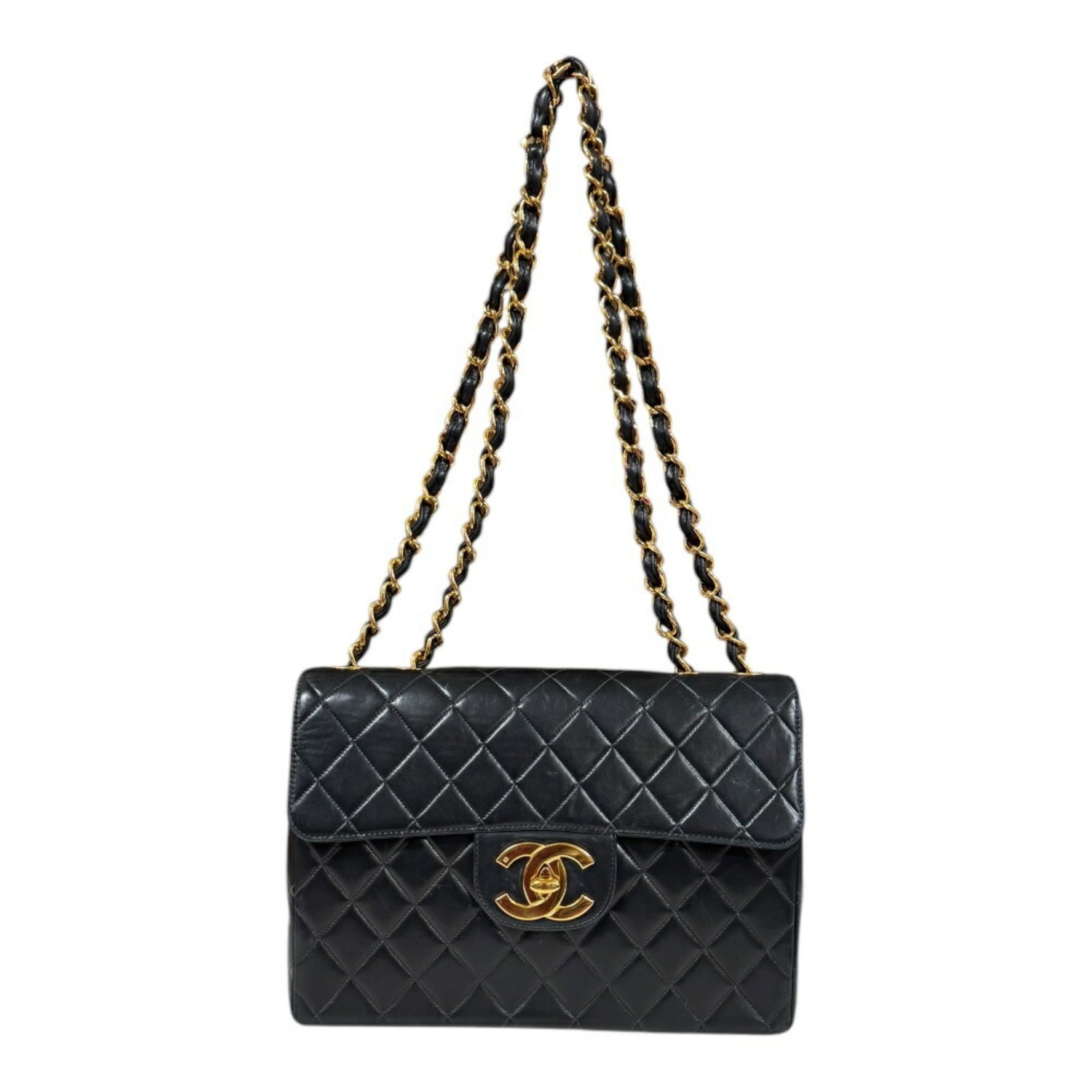 Chanel Deca Matelasse Shoulder Bag Lambskin Double Chain