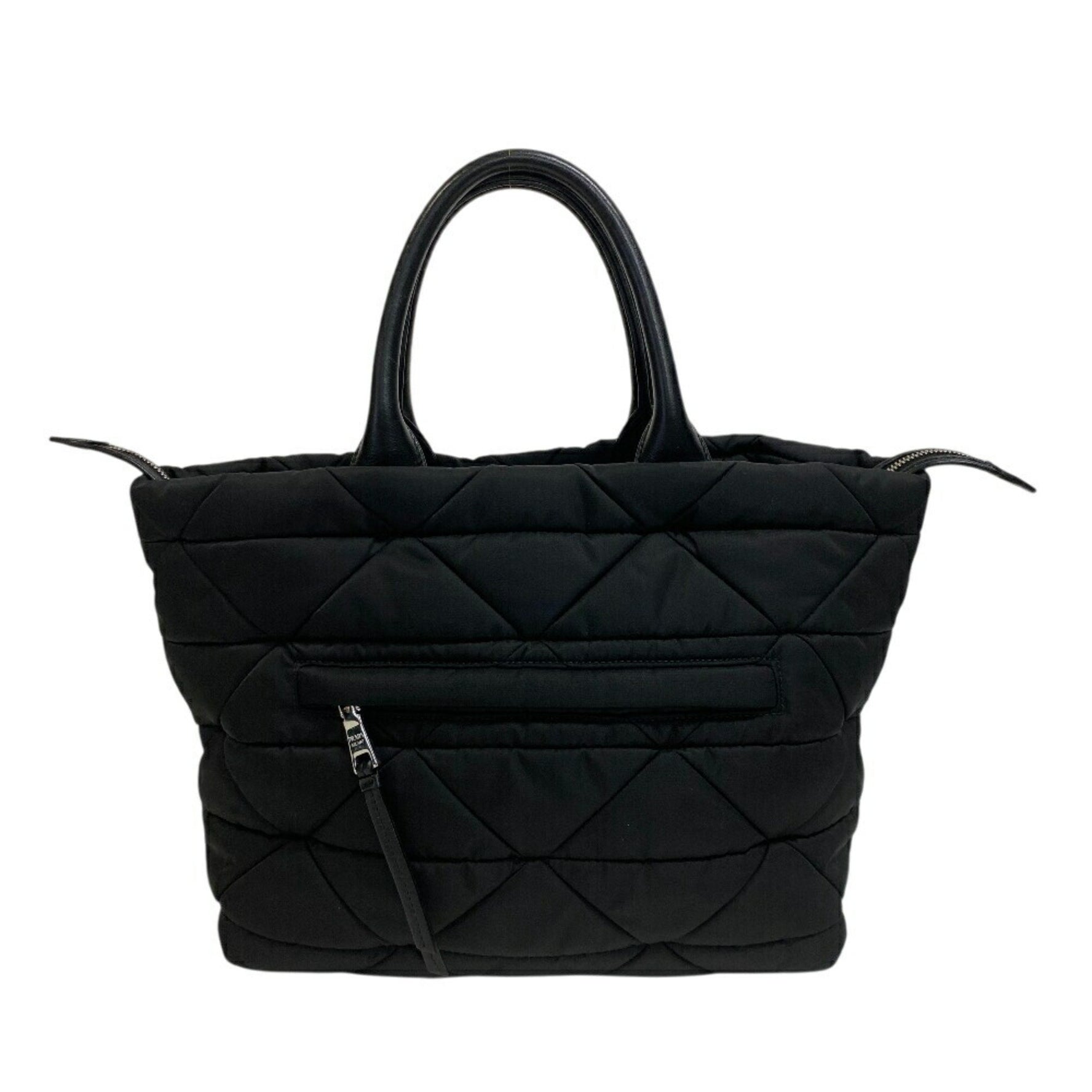 PRADA 1BG435 Padded Tote Bag, Quilted Re-Nylon Handbag, Women's, Black