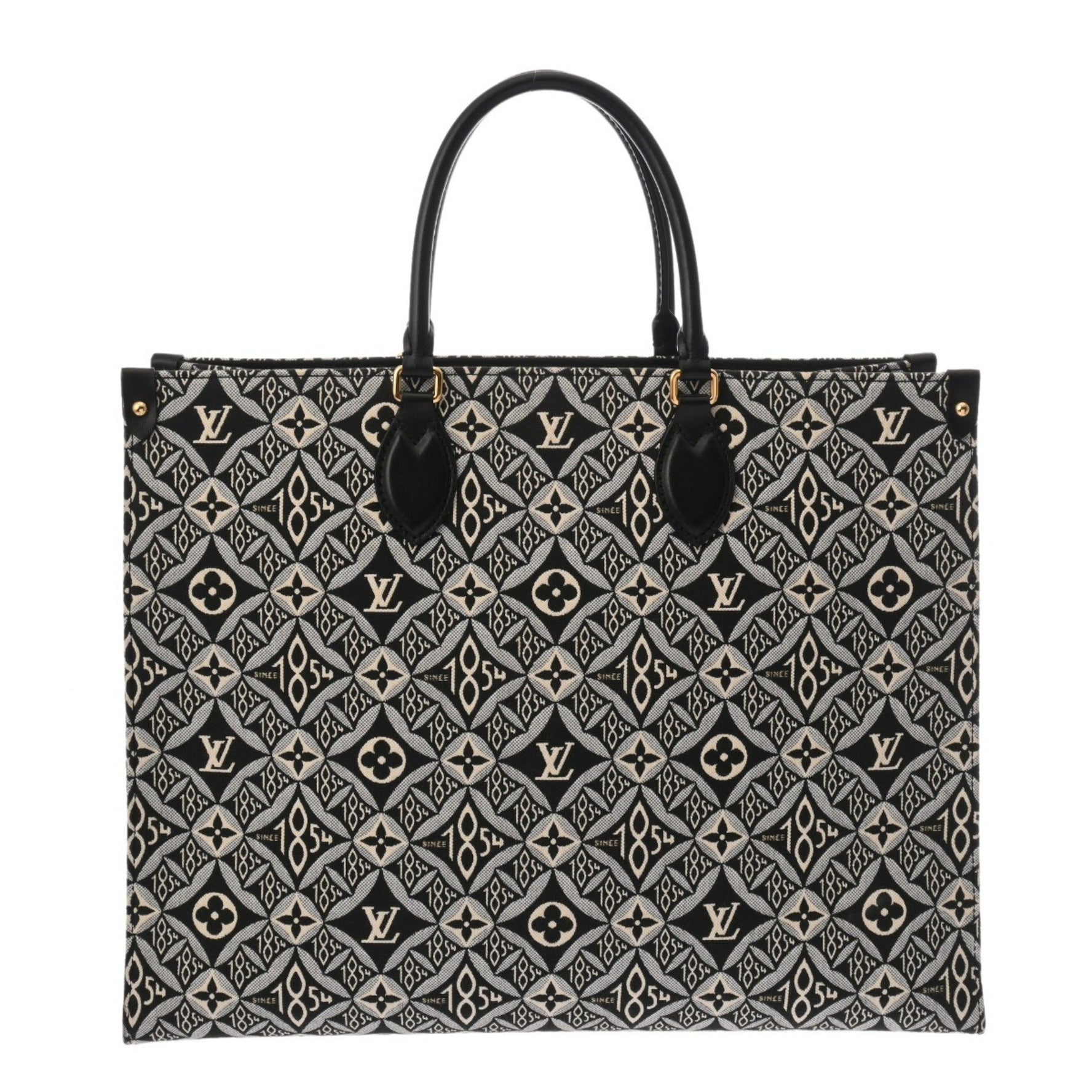LOUIS VUITTON Monogram Jacquard On the Go GM White/Black Canvas Handbag