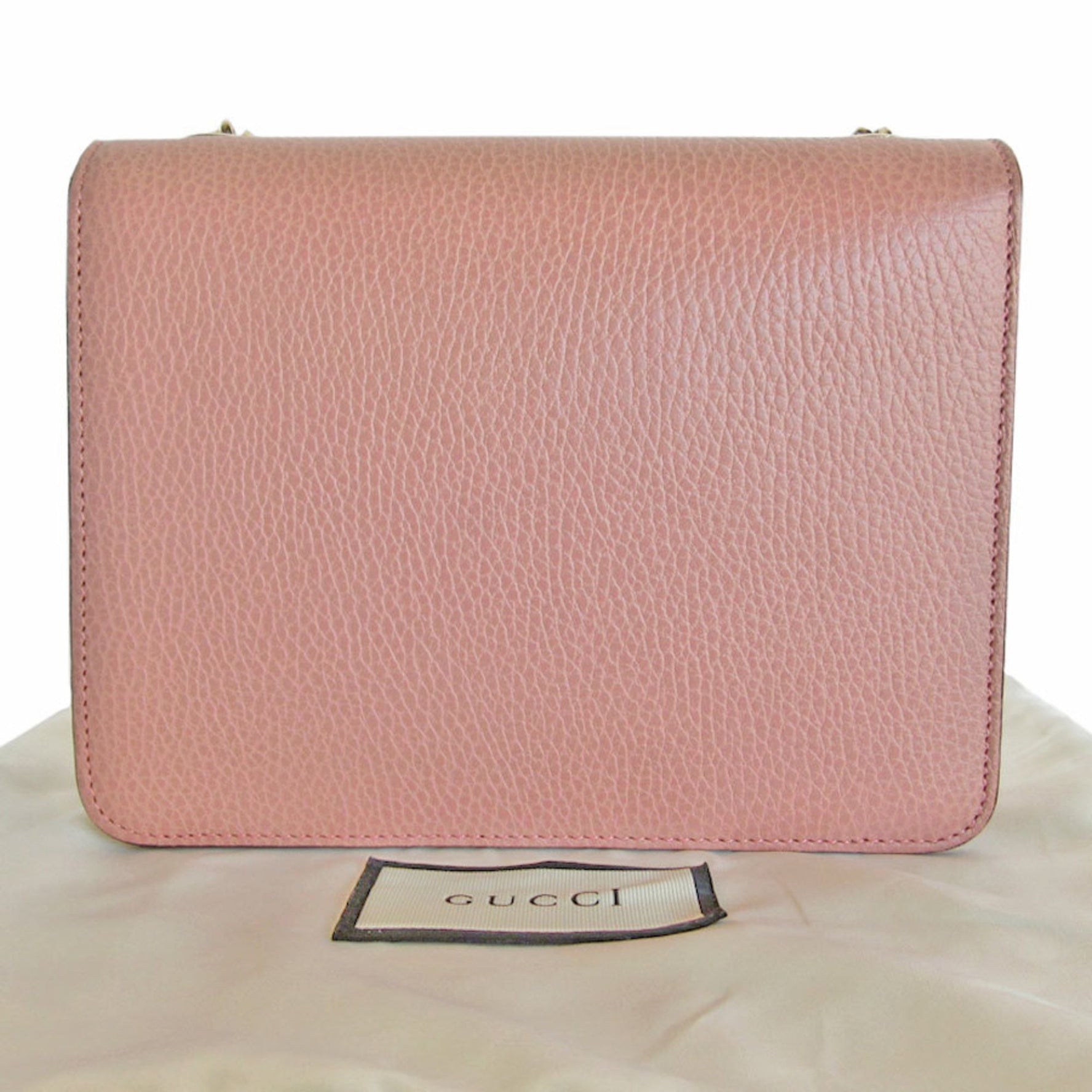 GUCCI Shoulder Bag Interlocking G Leather Pink Beige Light Gold