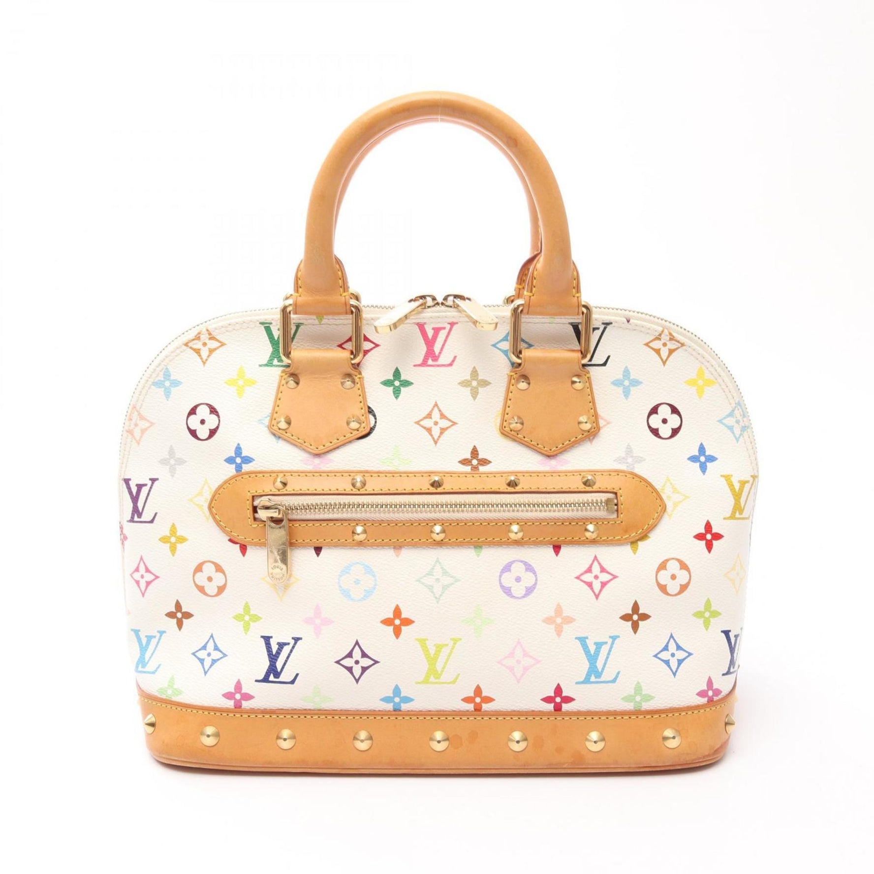 Louis Vuitton Alma Handbag, Coated Canvas and Leather, Monogram Multicolore, White