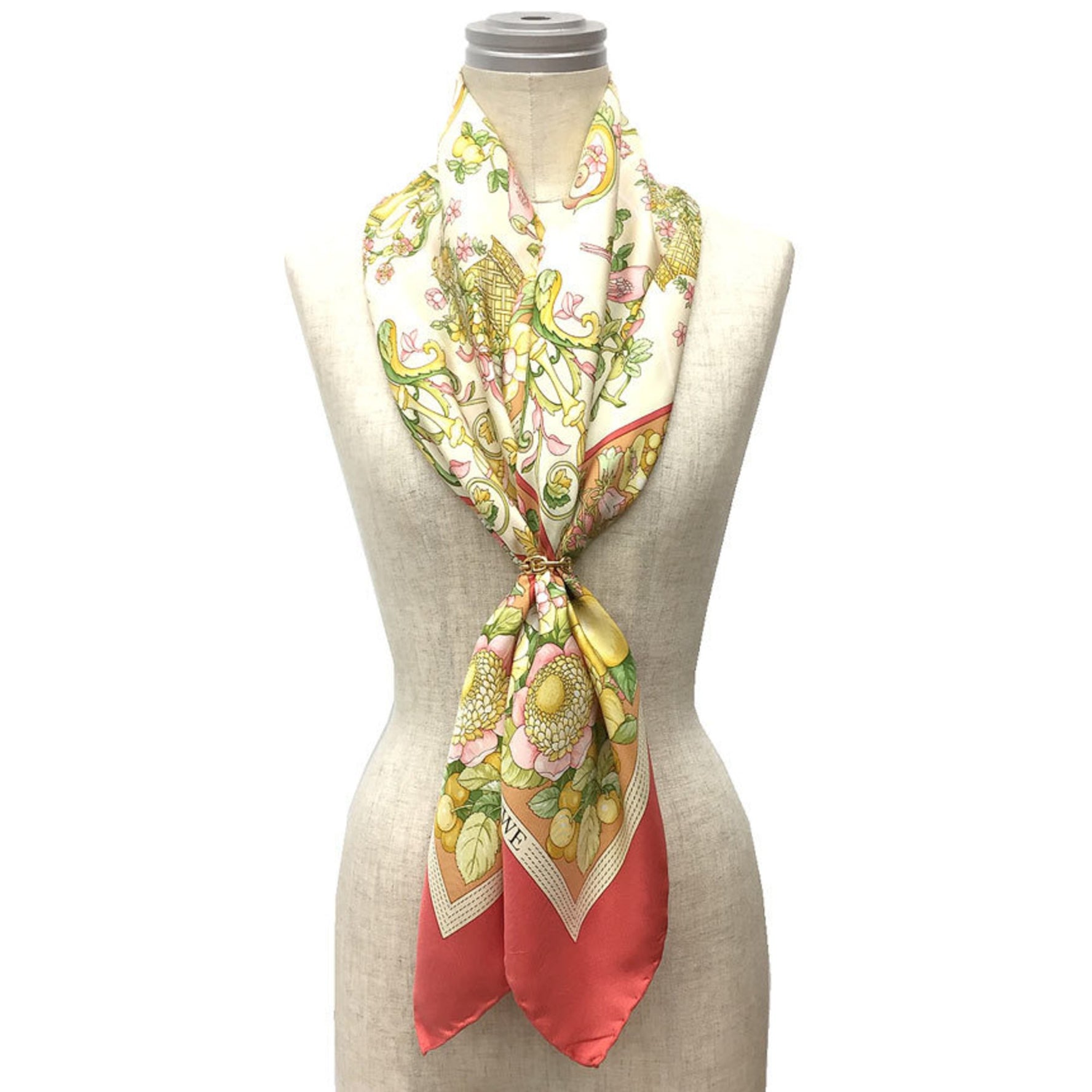 LOEWE Scarf Muffler Carre 100% Silk Flower
