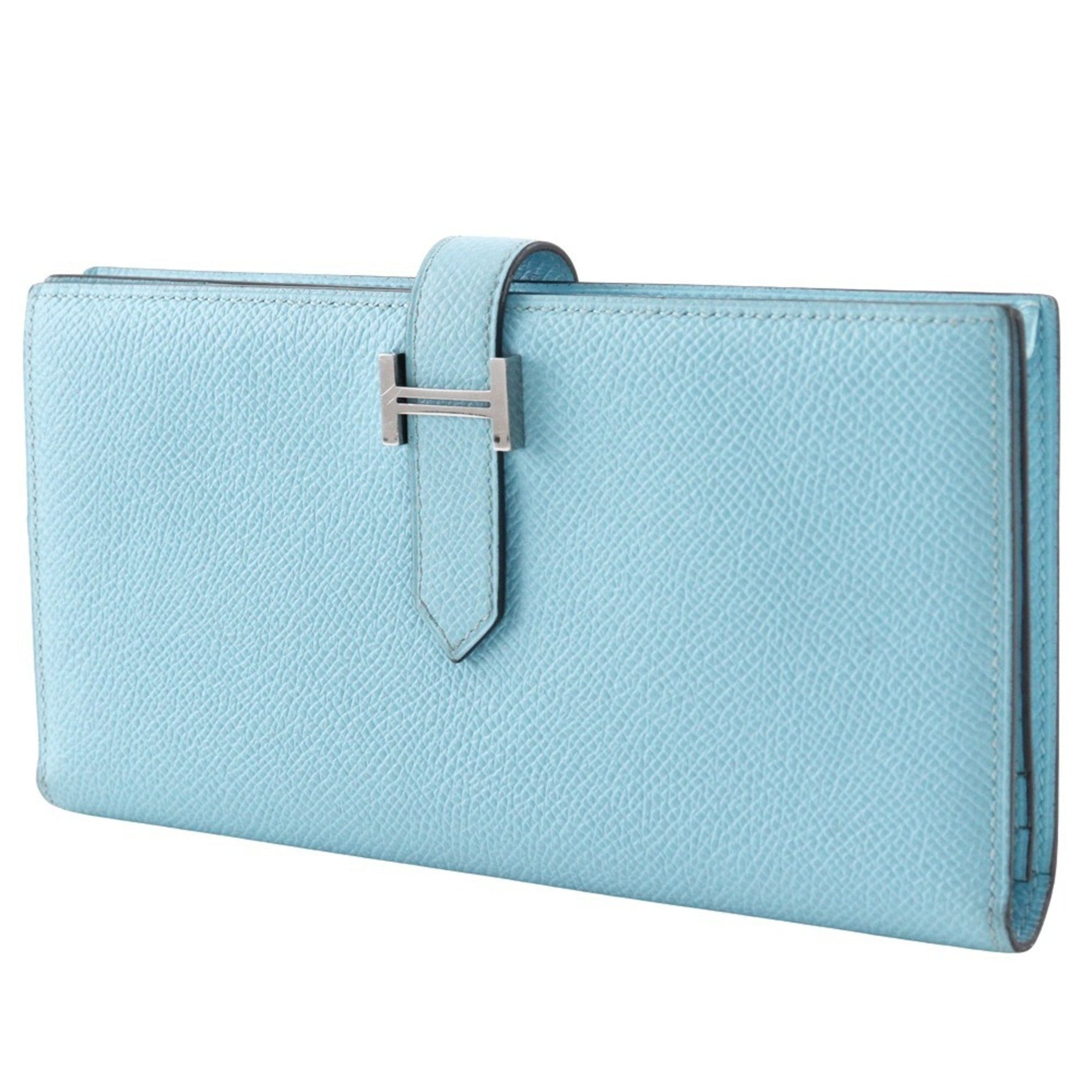 Hermes Beansufla Long Wallet Veau Epsom 2017 Light Blue A Belt Clasp